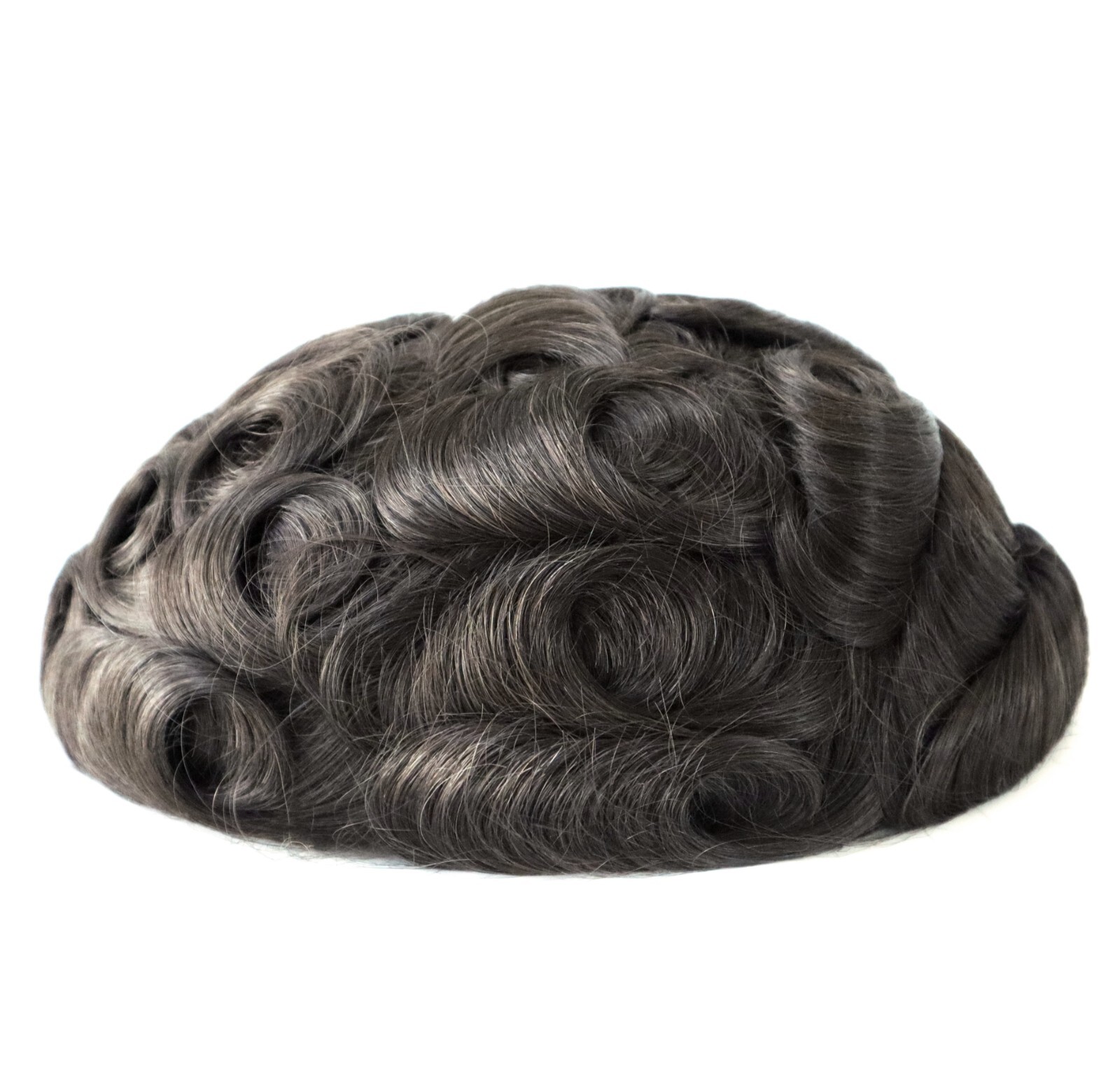Human Hair Toupee for Men Replacement 0.08mm Thin Skin Dark Brown Hair Piece #2