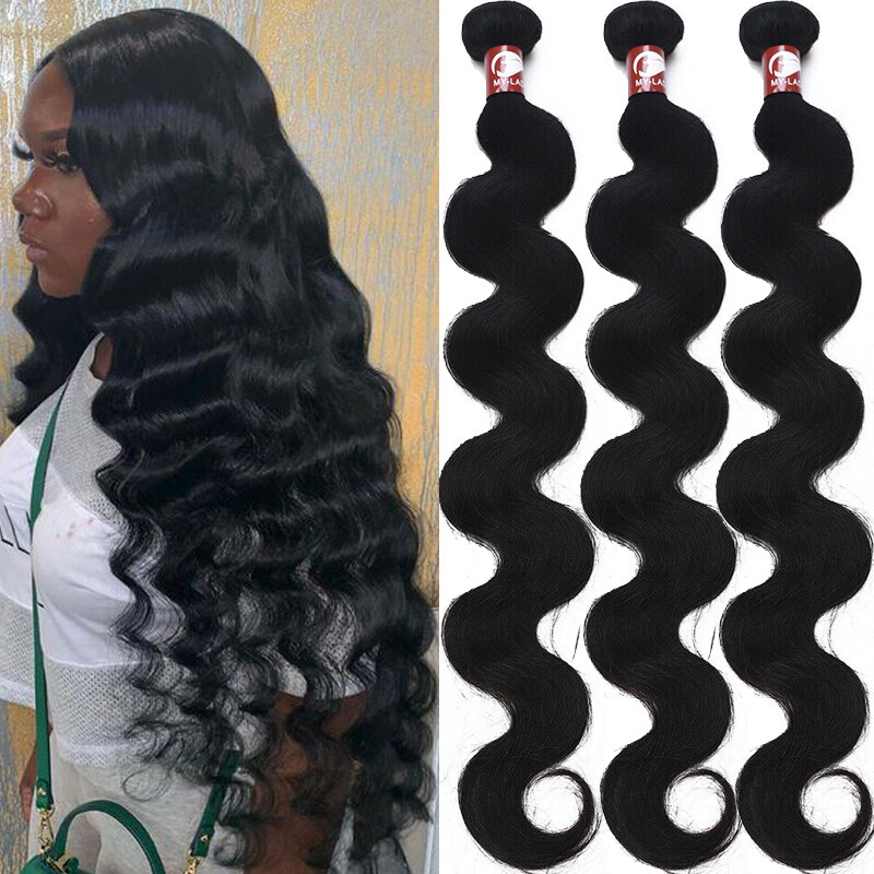 Brazilian Virgin 100% Human Hair Weaving Extensions 3Bundles 300g Body Wave US