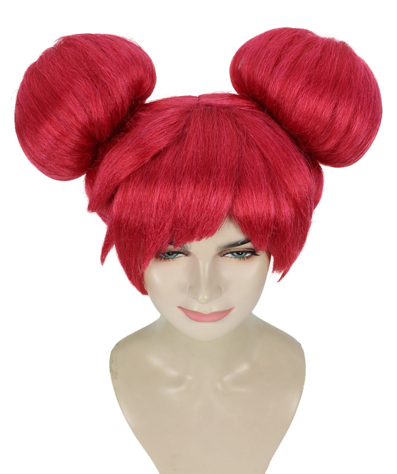 HPO Adult Women’s Japanese Magical Girl red Bun Wig, Best for Halloween,