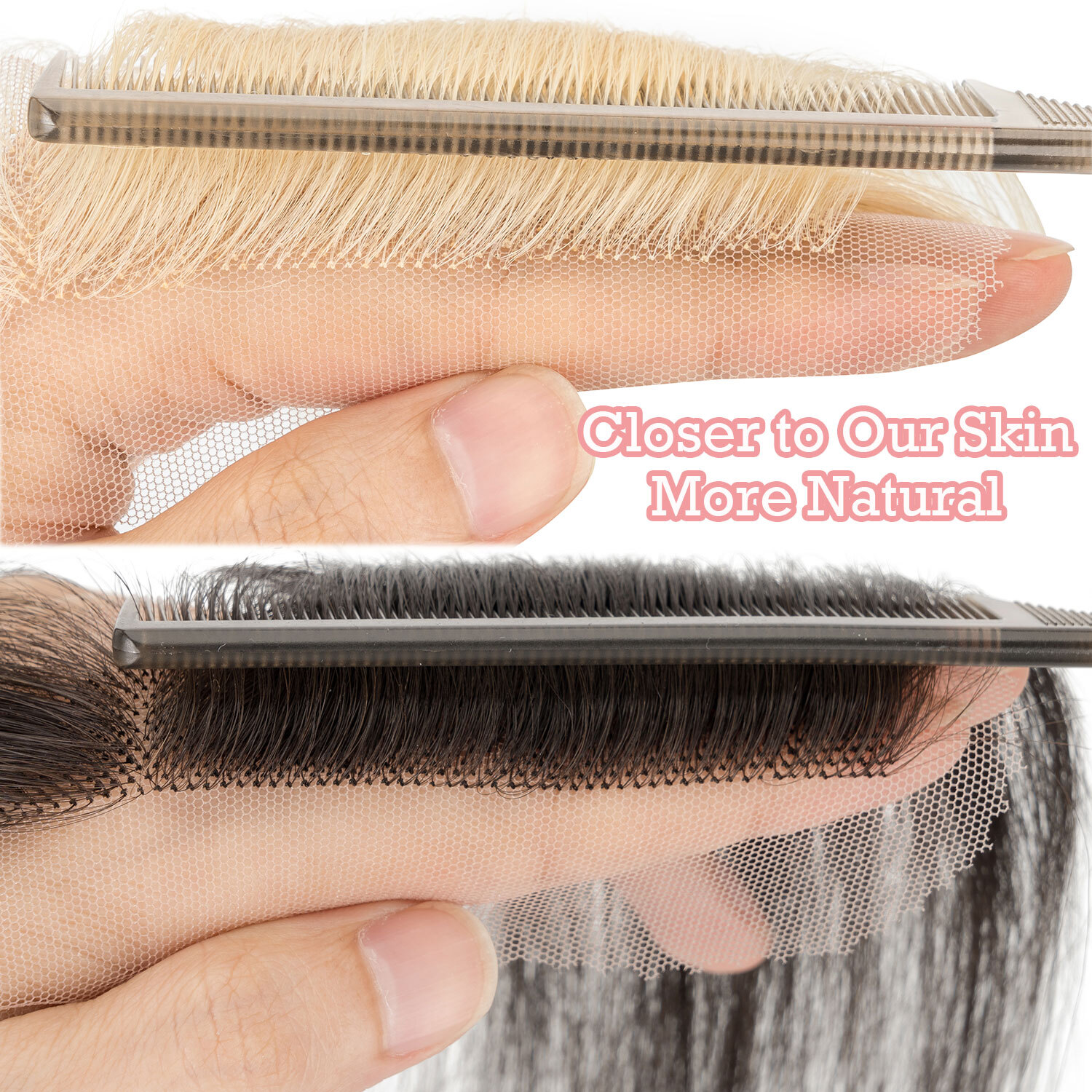 USA FULL LACE HAND-TIED FRONT HAIRLINE HUMAN HAIR PATCHES Hairpiece Women Topper