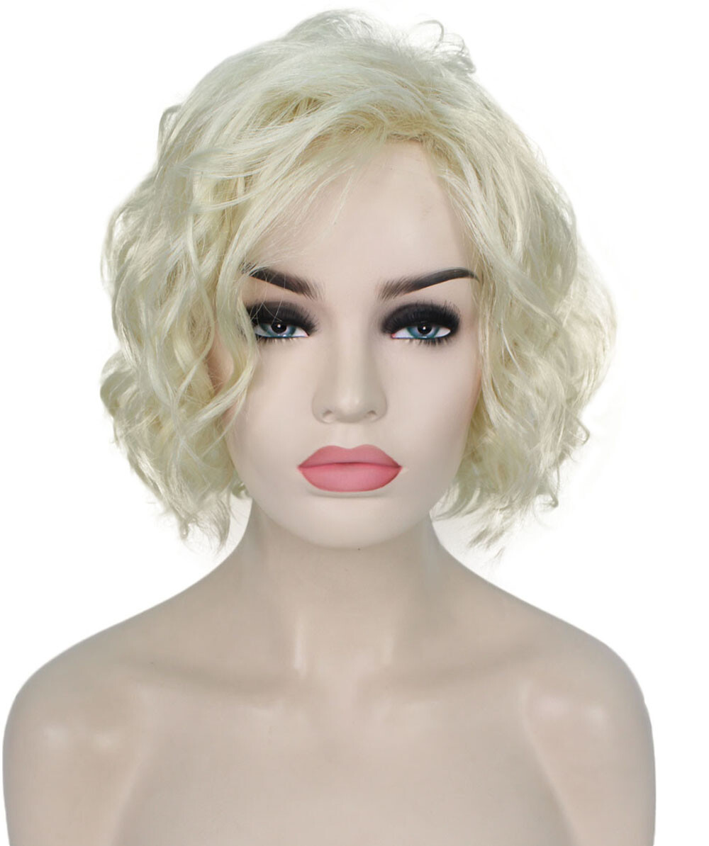 Marlene – Srraight Kanekalon Synthetic Fiber Full Wig, 4-10 in, Platinum Blonde