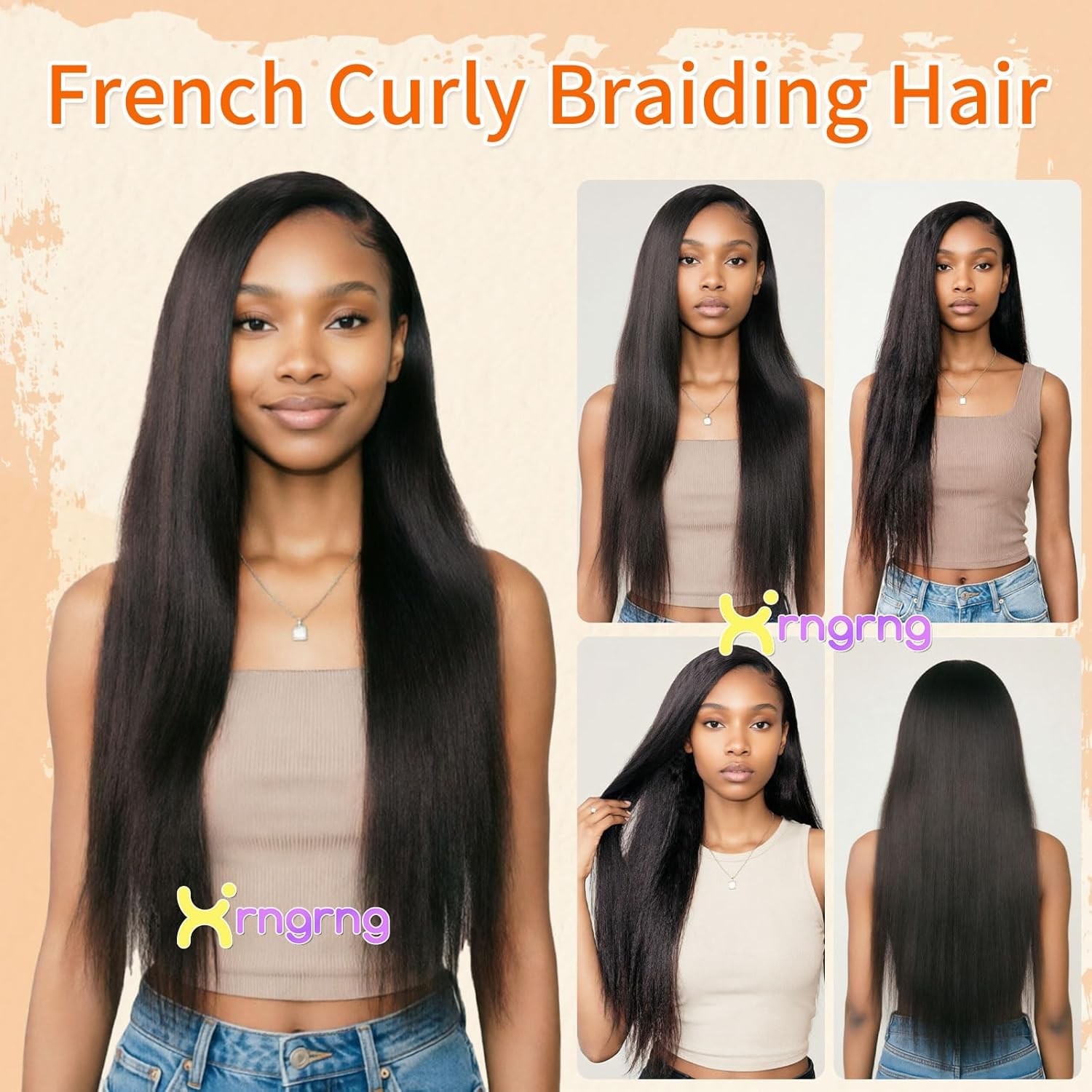 6 Bundles Yaki straight bundles hair,Human Blend Synthetic Hair (18 20 22 Inch)