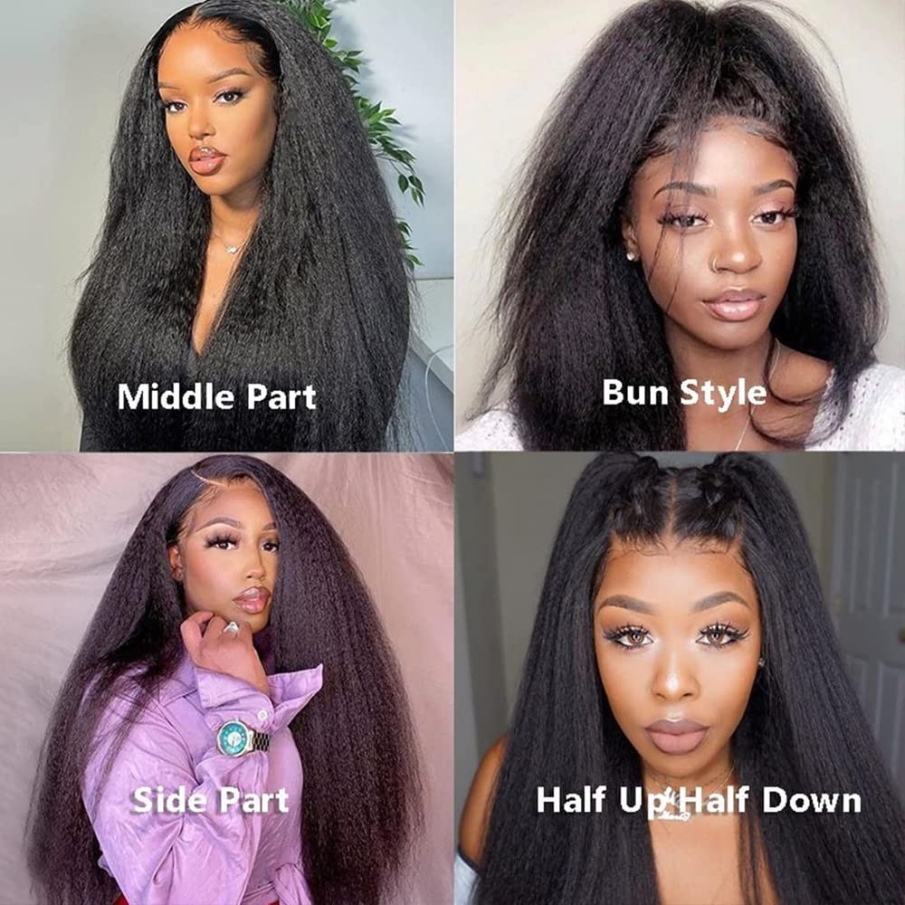 13×4 Natural Color 200% Density Kinky Straigh Transparent Lace Human Hair