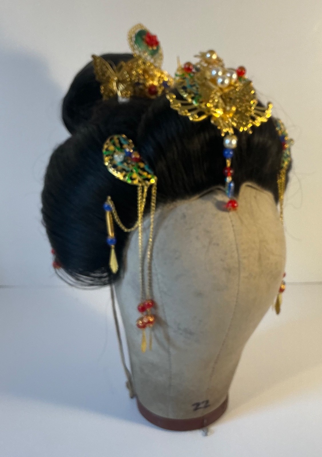 Japanese Traditional KATSURA Japanese Hair Bridal Wig Case with Stand & Kanzashi