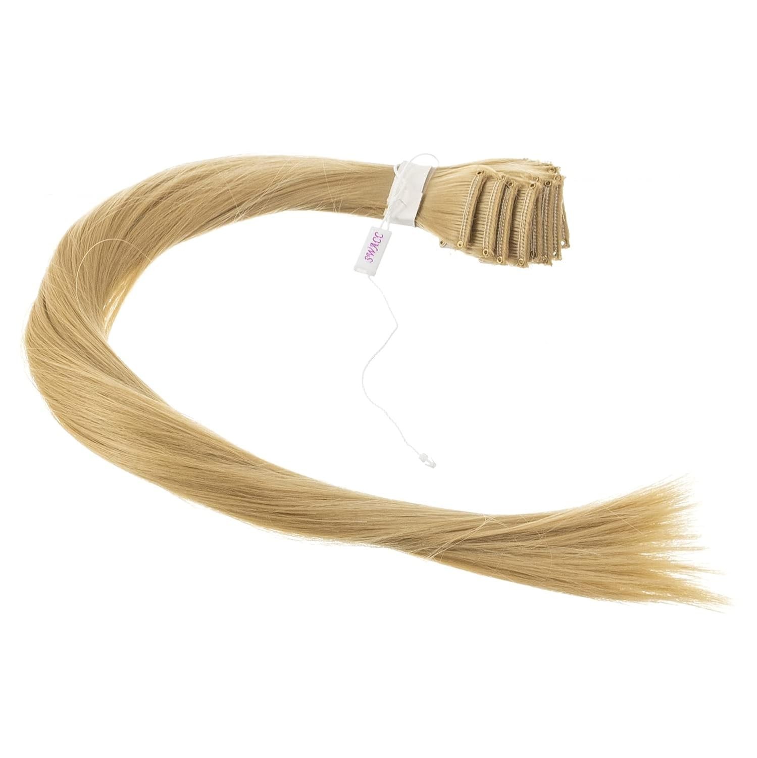 Easy Clip-In 12 Pcs Straight Hair Extensions – 18” Beige Blonde Highlights