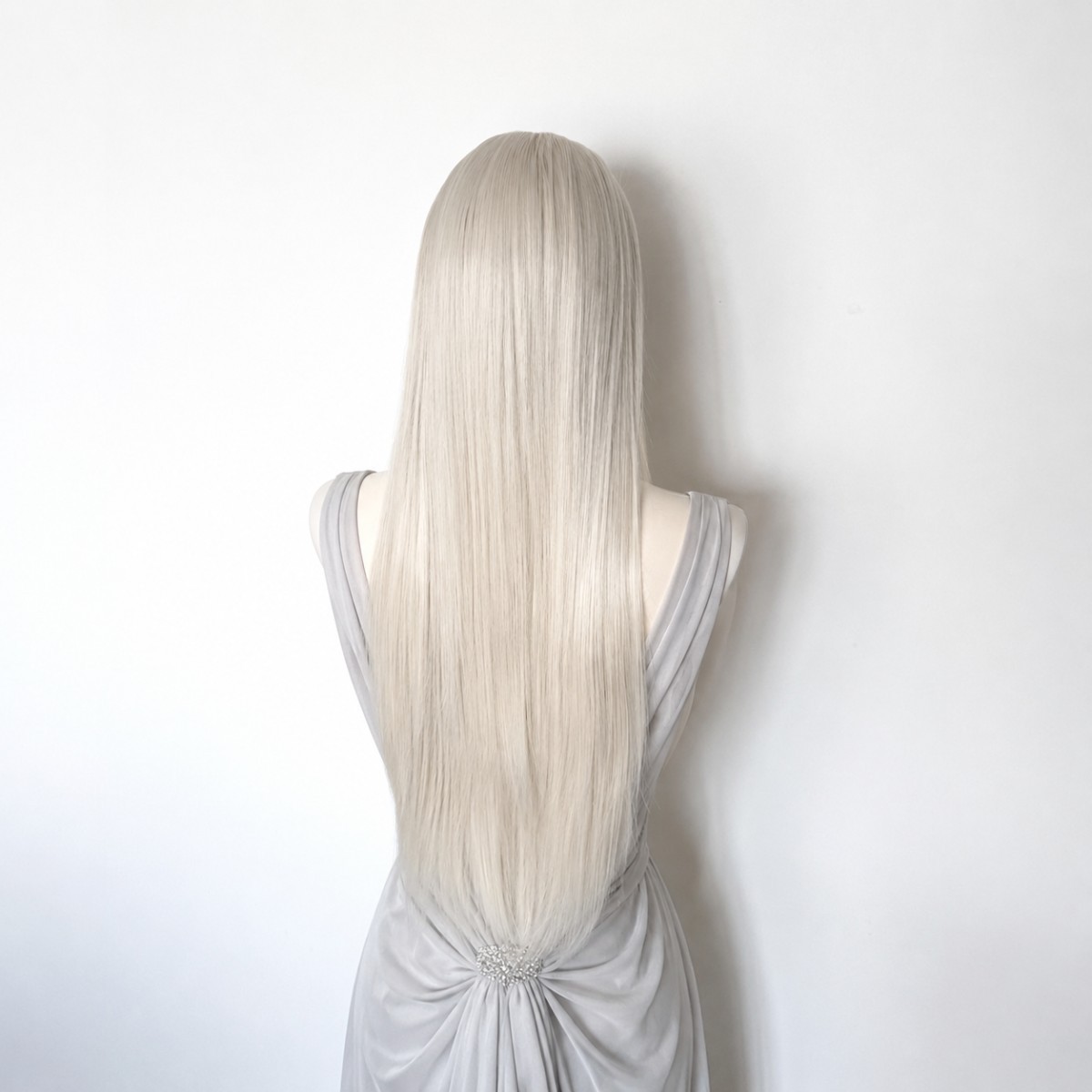 Long Straight Platinum blonde Heat Resistant Hair Glue Less Lace Front Wig
