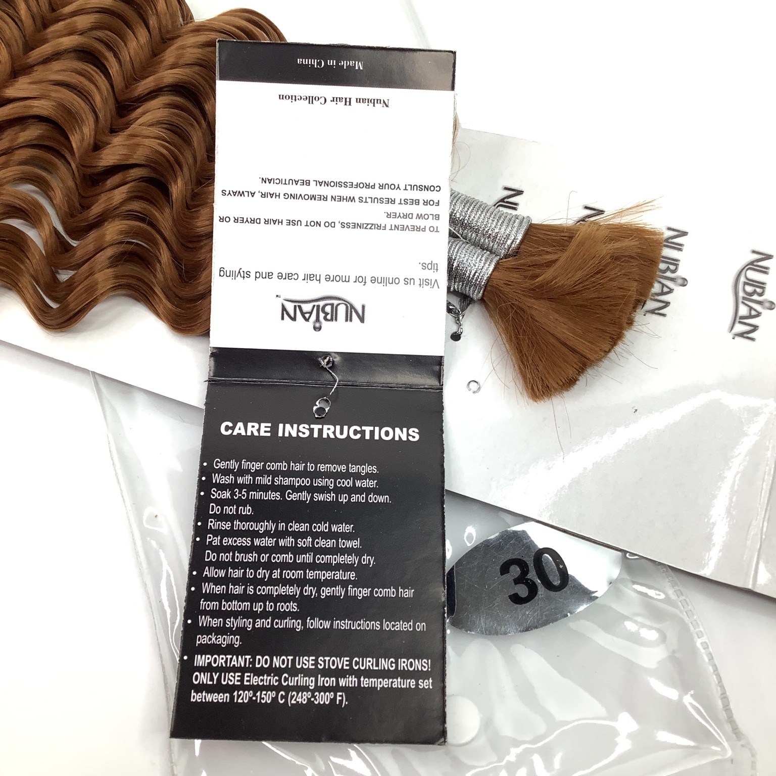 NUBIAN Premium Deep Bulk Human Hair Extensions 14″-16″ Color 30 Wavy