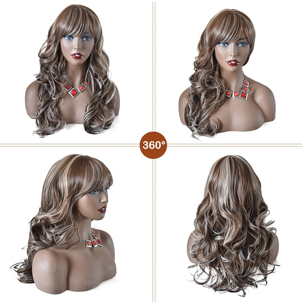 Long Wavy Women Wig Synthetic Black Brown Hair Fashion Cosplay Party Wigs 26″ US