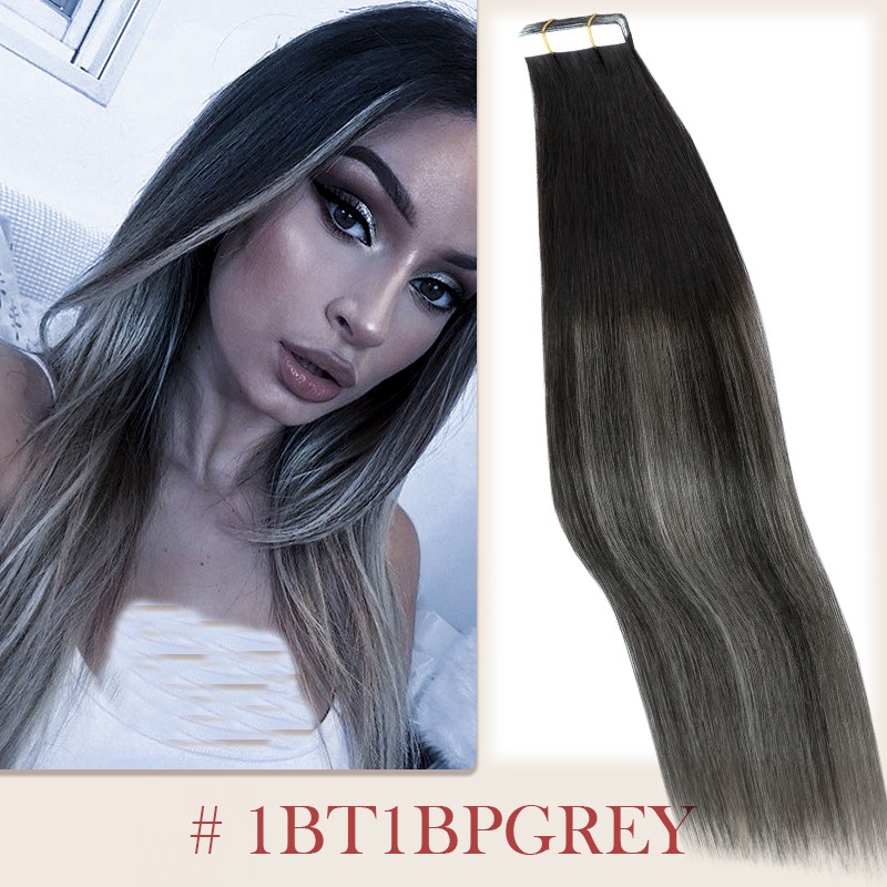 Thick 100G Tape In Remy Human Hair Extensions Full Head Skin Weft Balayage Ombre