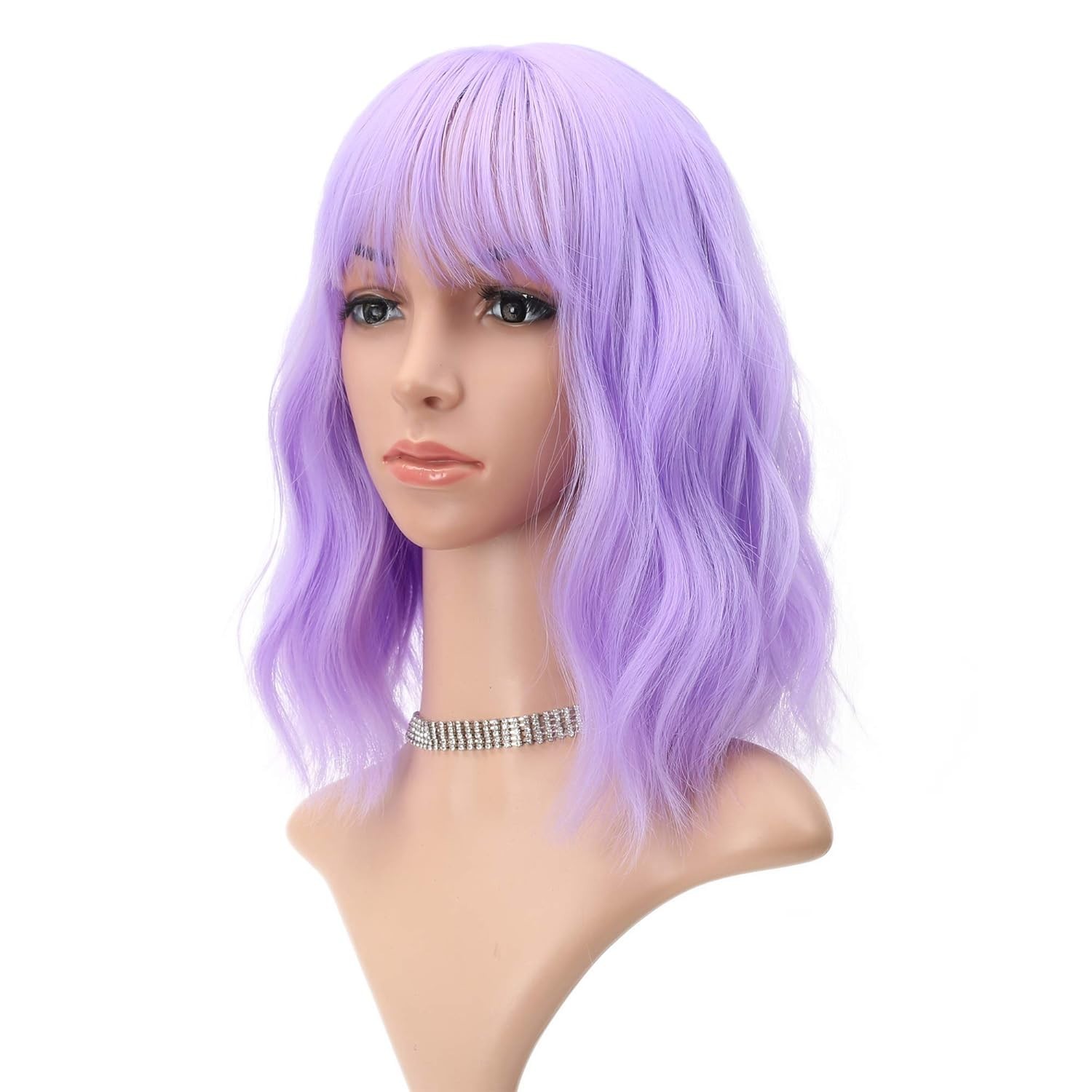 12″ Purple Curly Wavy Wig for Women Halloween Cosplay 88E081789