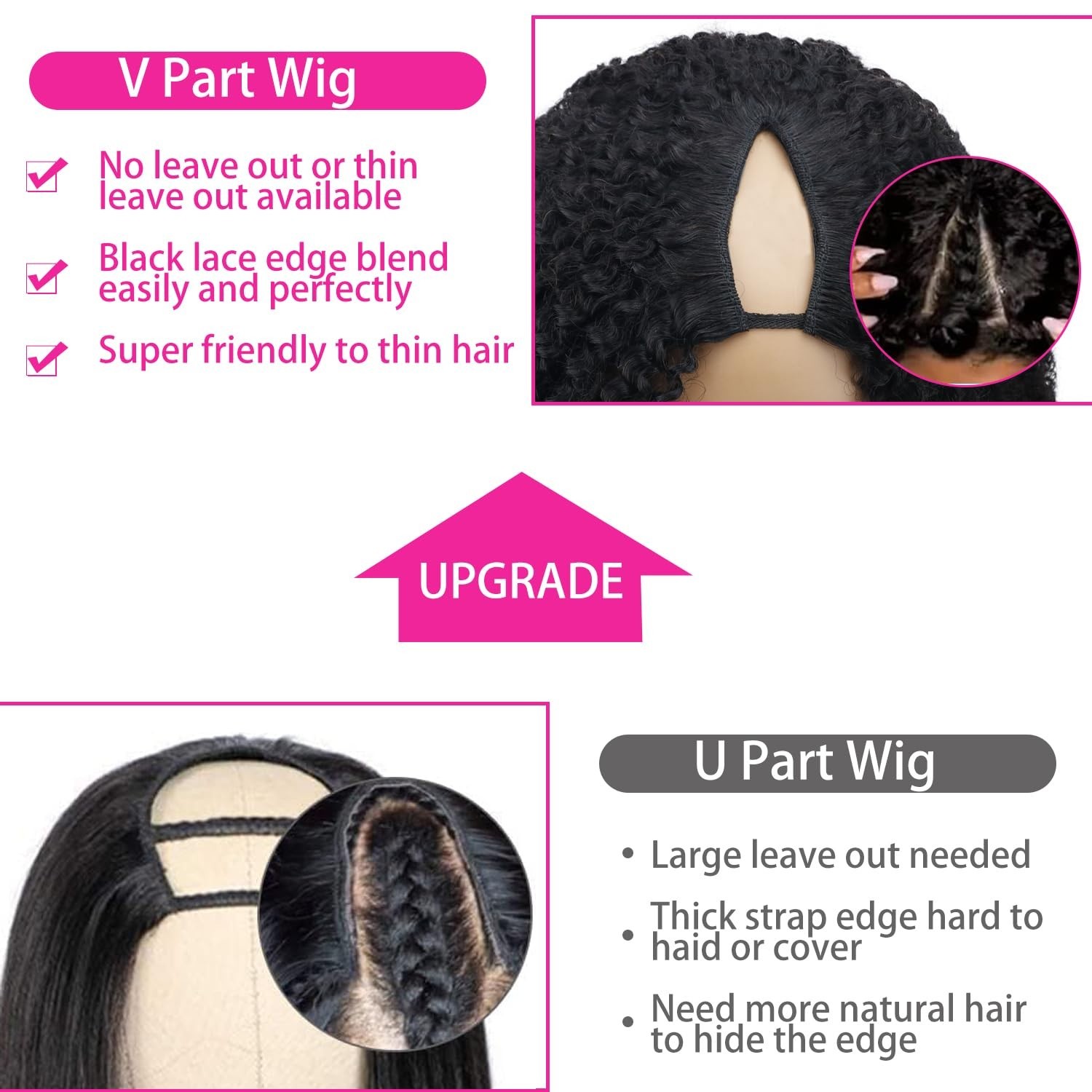 200% Density Afro Kinky Curly V Part Human Hair Wig – Beginner Friendly, 16 Inch