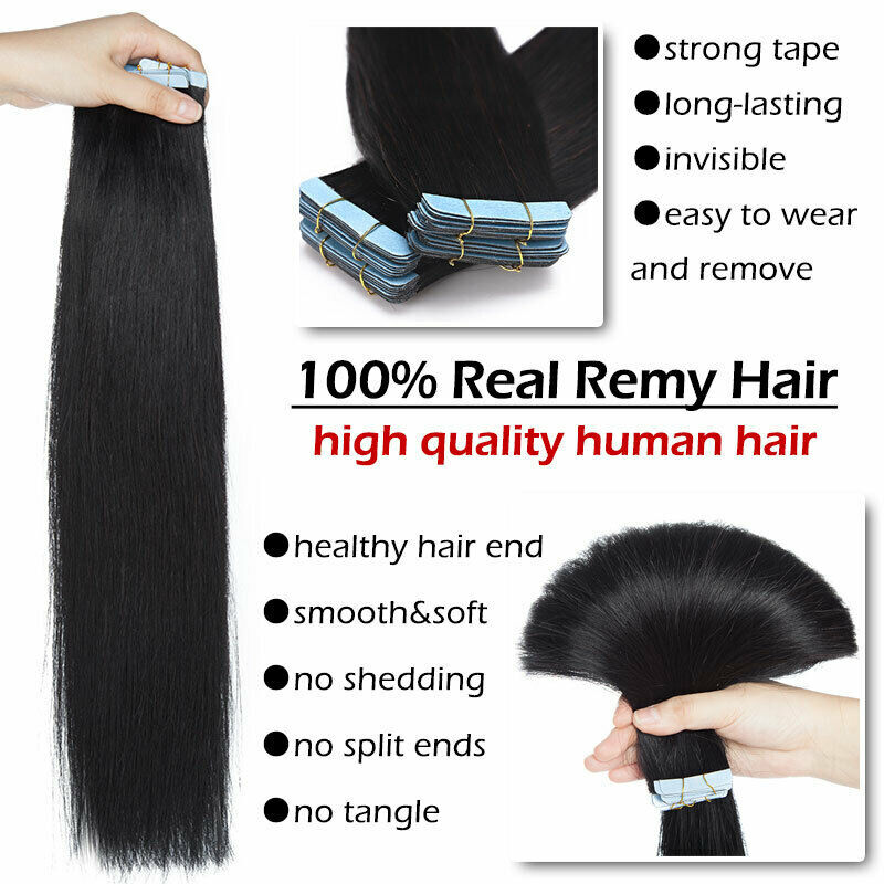 Adhesive Invisible Tape in Real Human Hair Extensions Skin Wefts Remy Hair Style
