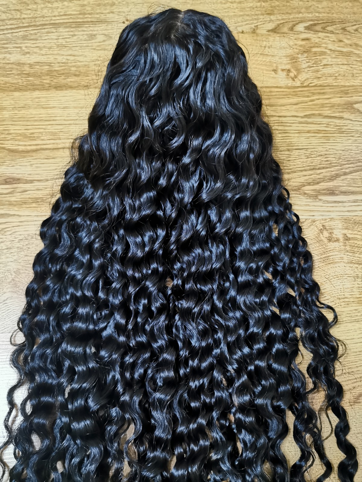 Custom High Quality Sexy Deep Curly 26” Virgin Human Hair Wig 1B