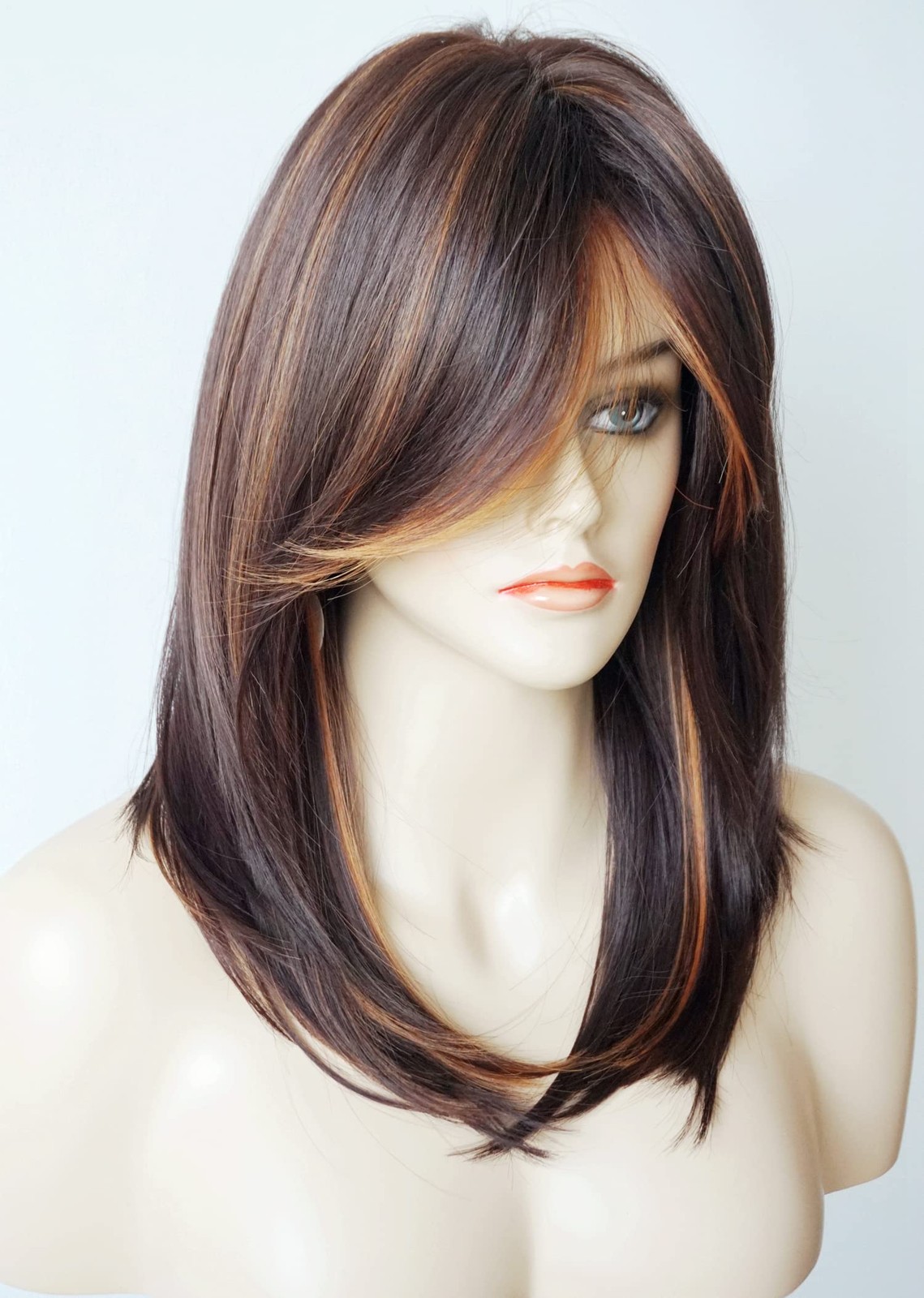 womens wigs for white women Medium Length wig Layered Wigs Light Brown Color …