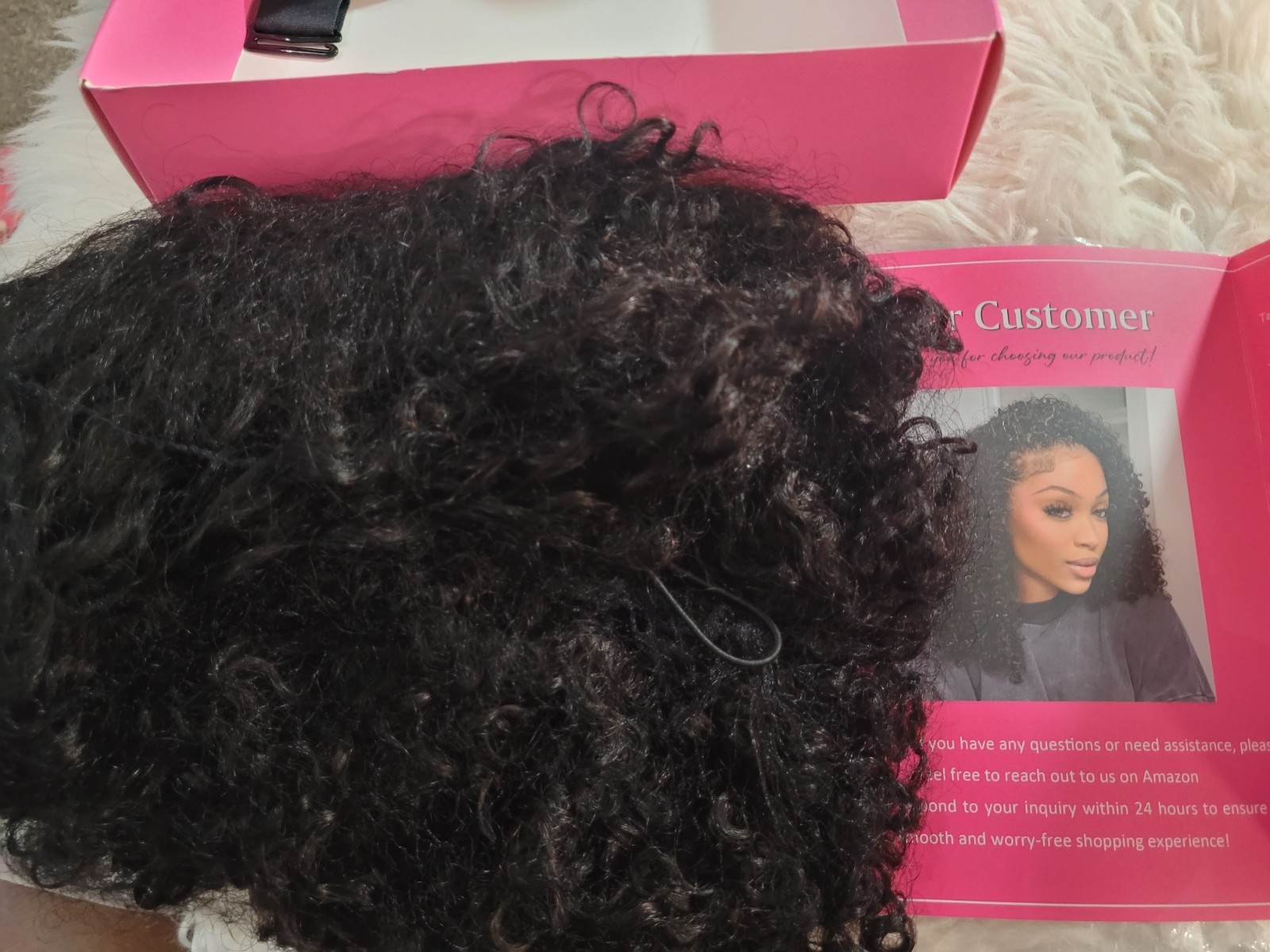 ISee V Part Kinky Curly Human Hair Wig 16″, Black New Open Box