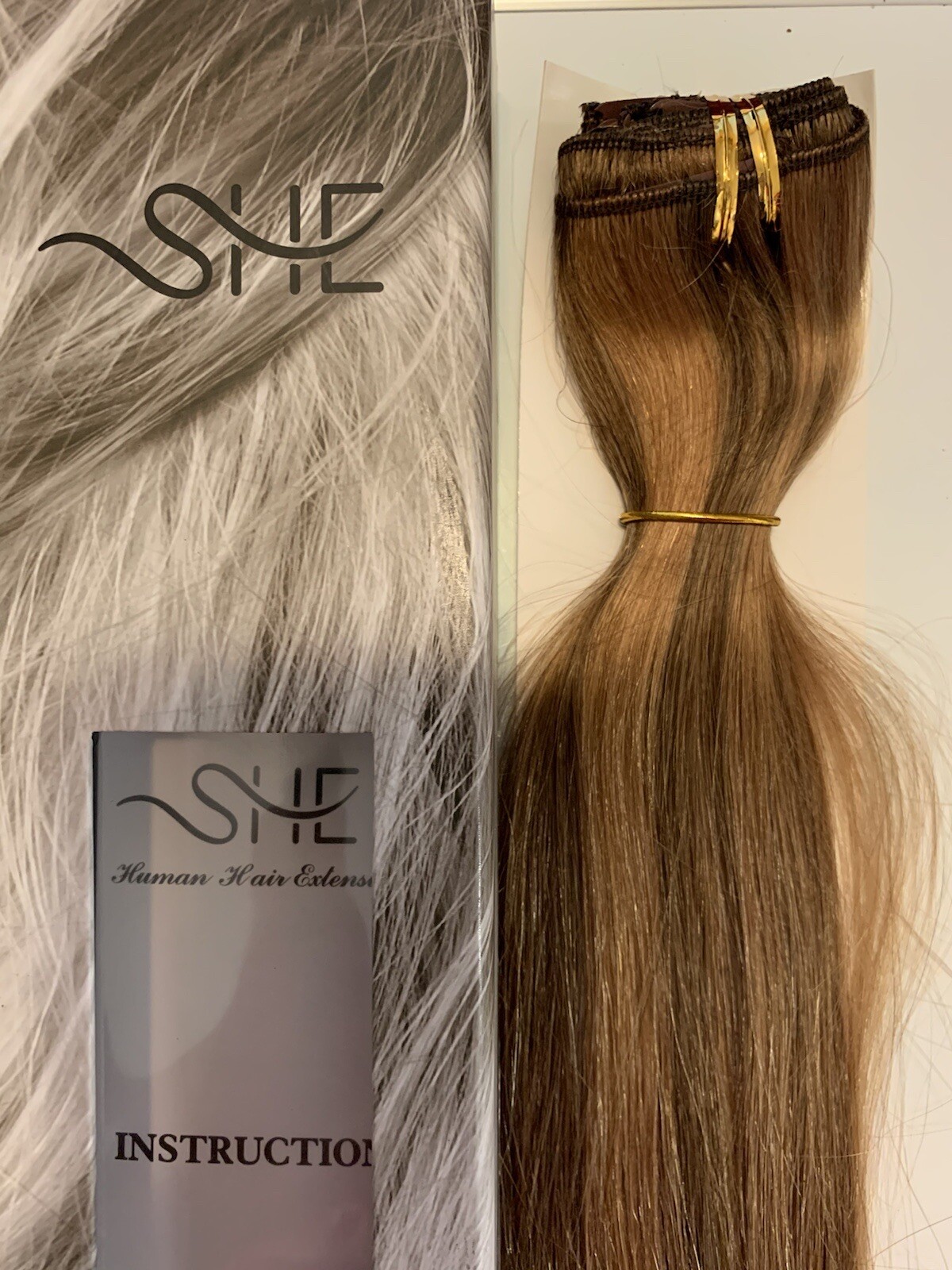 Human Hair Extensions 7 Pieces Clip In. 100 Grams , 18”color #6-27