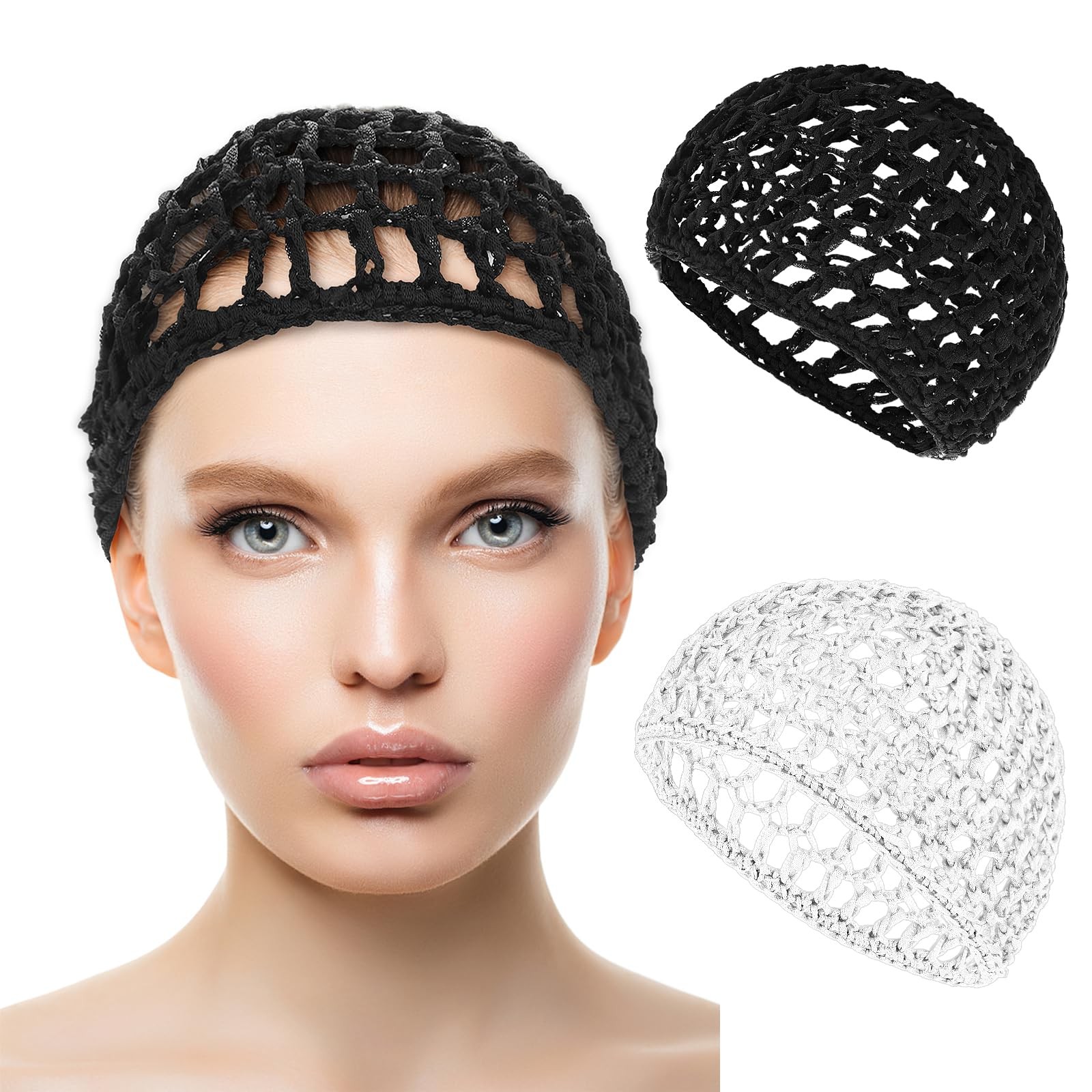 Net Shower Cap 2 PCS Drying Curly Hair Care Spa Hat Wrap Cover Stretchy Knit …