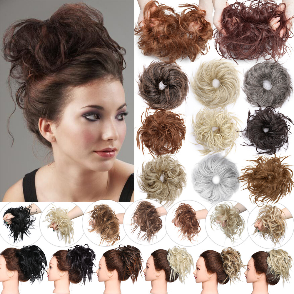 Curly Real as human Messy Bun Hair Piece False Scrunchie Updo Hair Extensions US