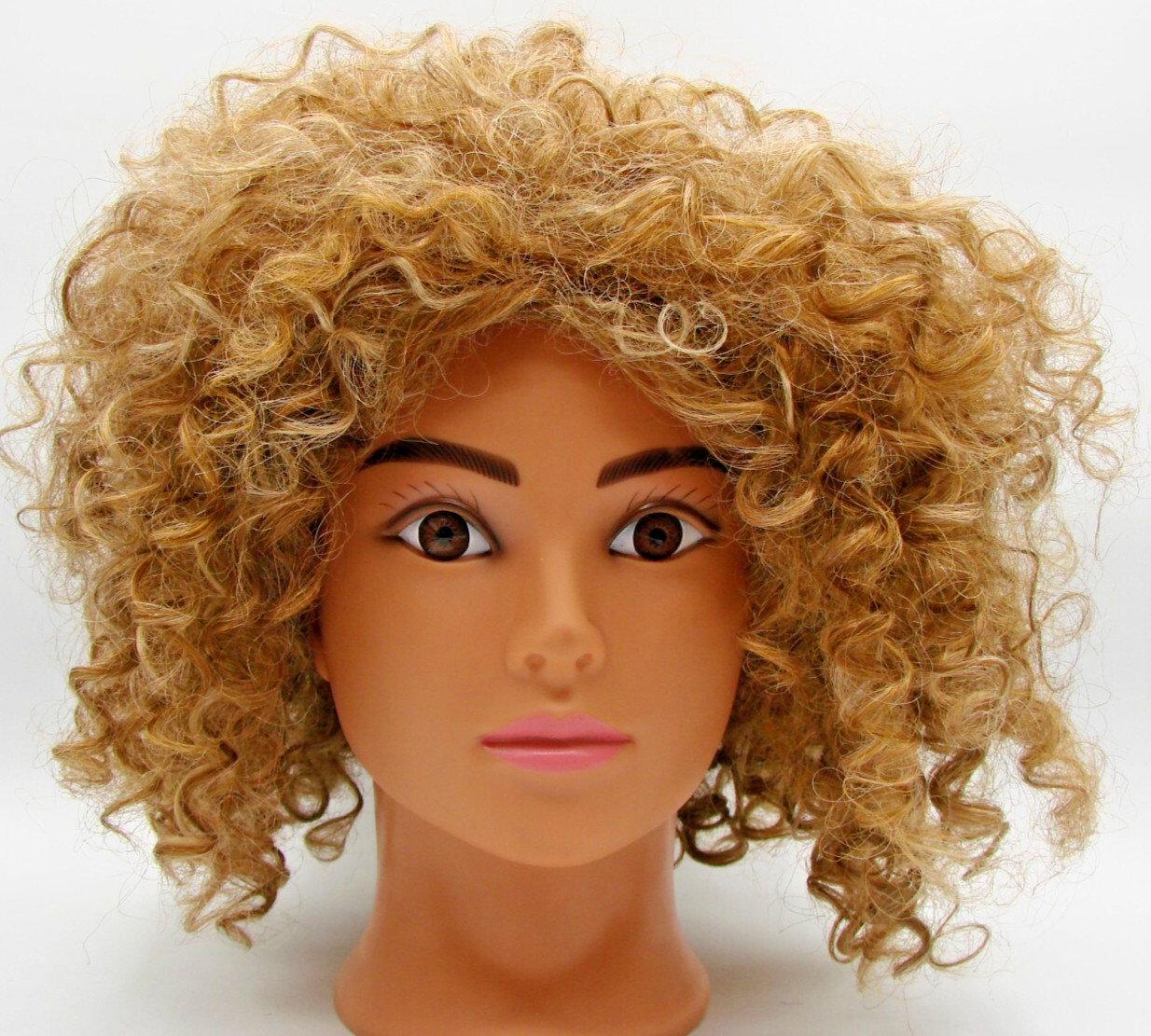 Bobbi Boss Midway Womens Curly Hair Wig Golden Blonde Box Lace Front Adjustable