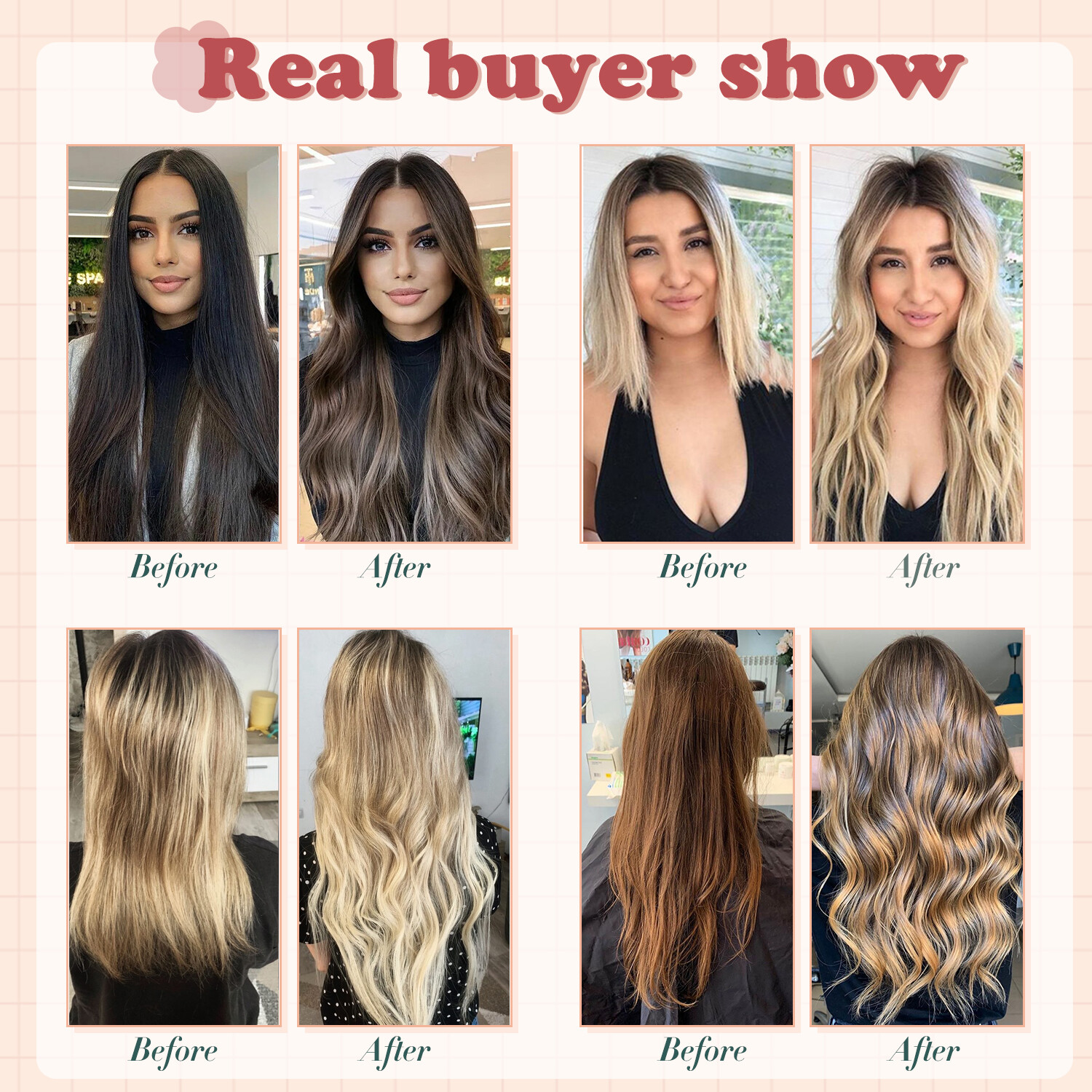 V-Shape Real Remy Human Hair Extensions One Piece Clip In 3/4Full Head Highlight