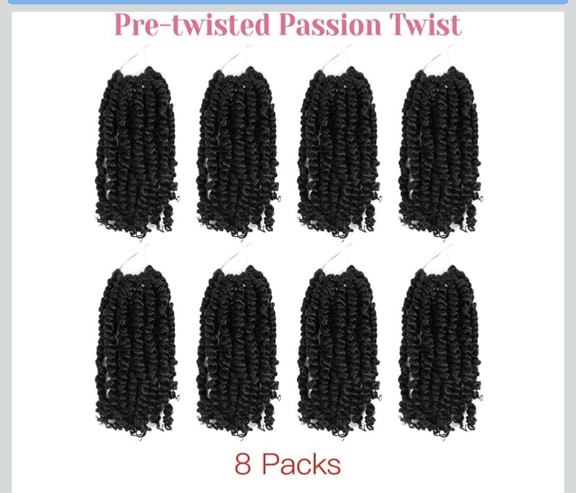 Bohobabe Handmade Pre-twisted Passion Twist Crochet Hair Extensions 8pk Black