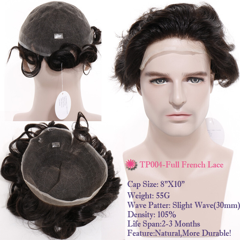 20% OFF Mens Toupee Replacement System Virgin Human Hair MONO PU Hairpiece Black