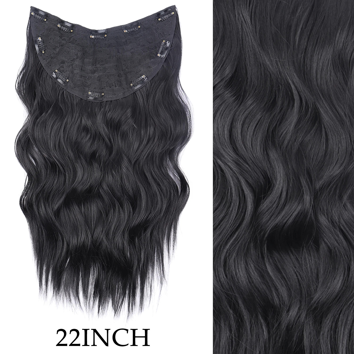 Long Straight 16 Clips 7Pcs Hair Extensions Heat Resistant Blonde Black