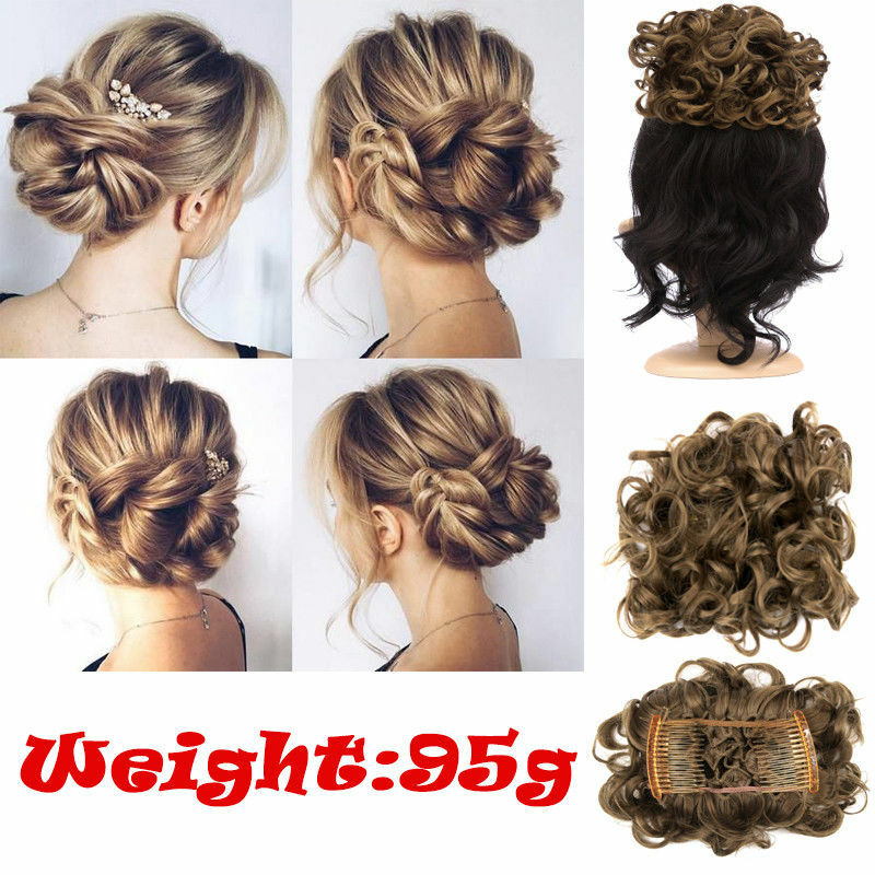 Large Thick Curly Bun Hair Piece Scrunchie Updo Clip in Hair Extensions as Real