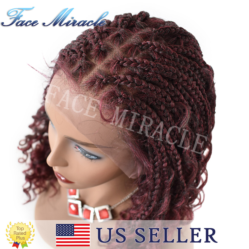 18″ Box Braided Wig for Black Women Lace Front Hand Braids Synthetic Twist Wigs