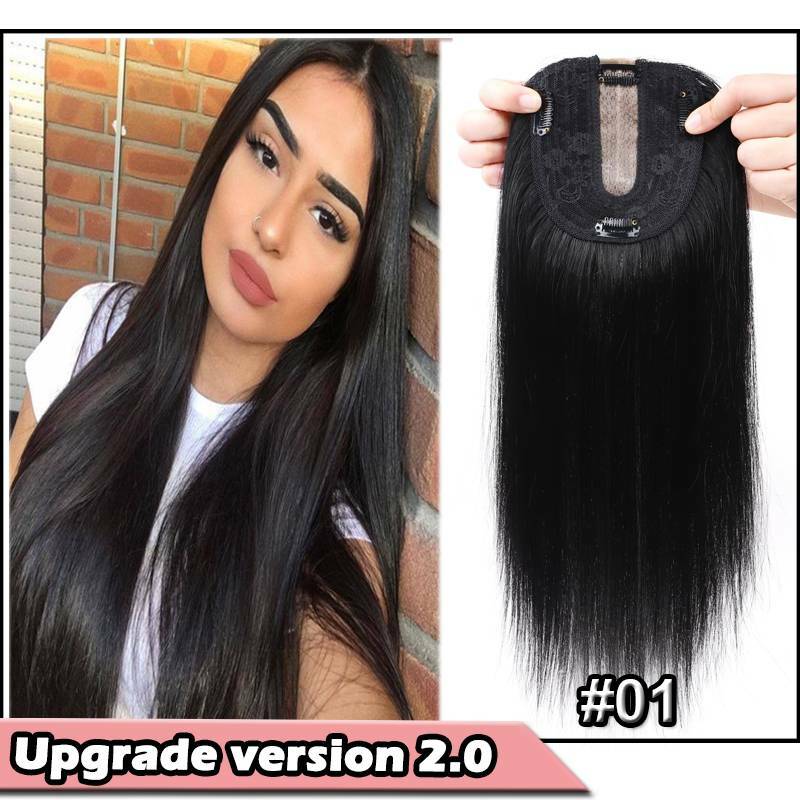 100% Remy Human Hair Toupee Silk Base Topper Clip In Hairpiece Bang Women 4clips