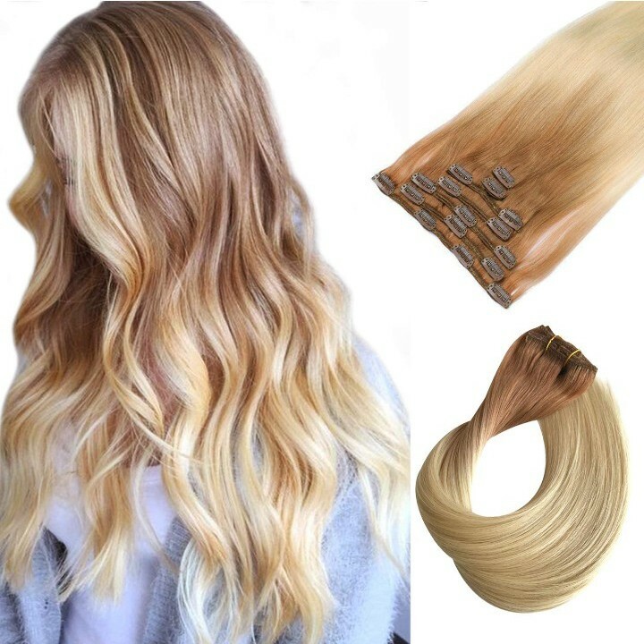 New 22″ Long Blonde 7 Pieces Clip In Hair Extensions Hair Extension