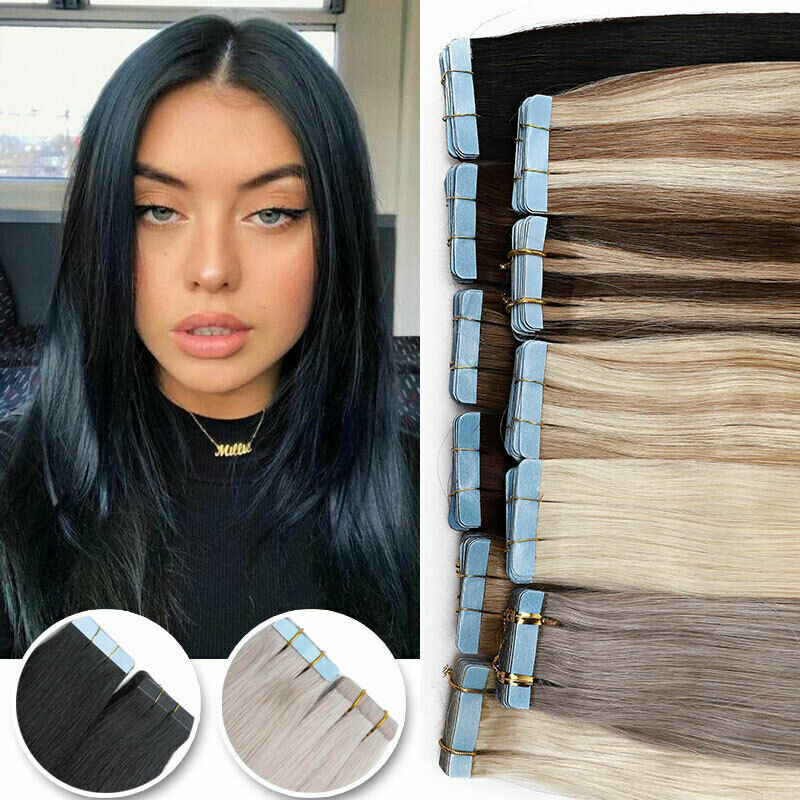 Tape in Human Hair Extensions Seamless Invisible Skin Wefts Real Remy Hair 12A
