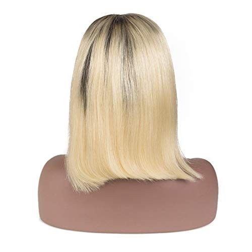 Smartinnov 12Inch 1B/613 Ombre Blonde Bob Wigs Human Hair Glueless 13X4 Hd