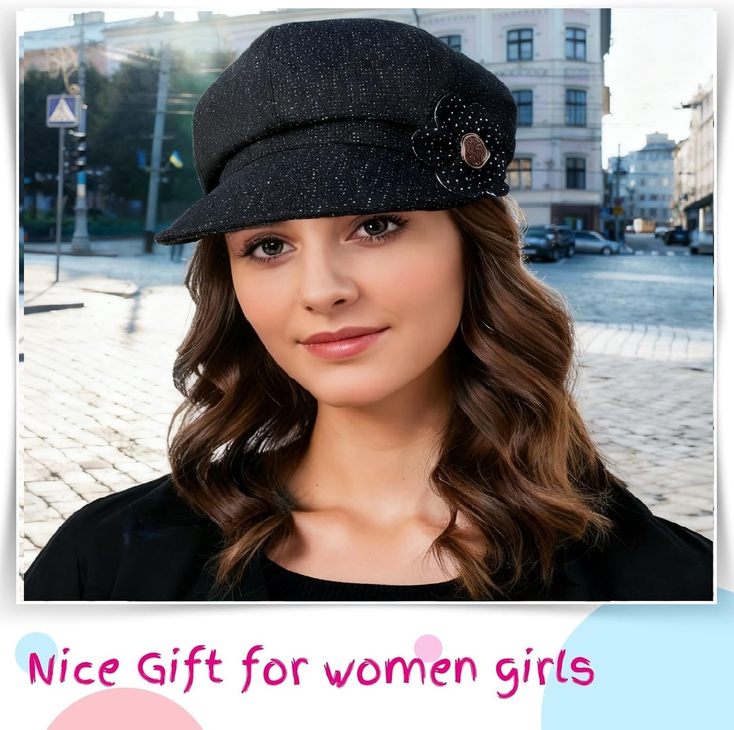 2 Pcs Womens Newsboy Cap Women Retro Classic Visor Newsboy Cabbie Cap Beret H…