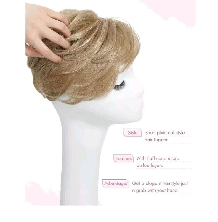 Present Hair Toppers for Women Men Hair Pieces Unisex Short 36C Lottie Synthetic