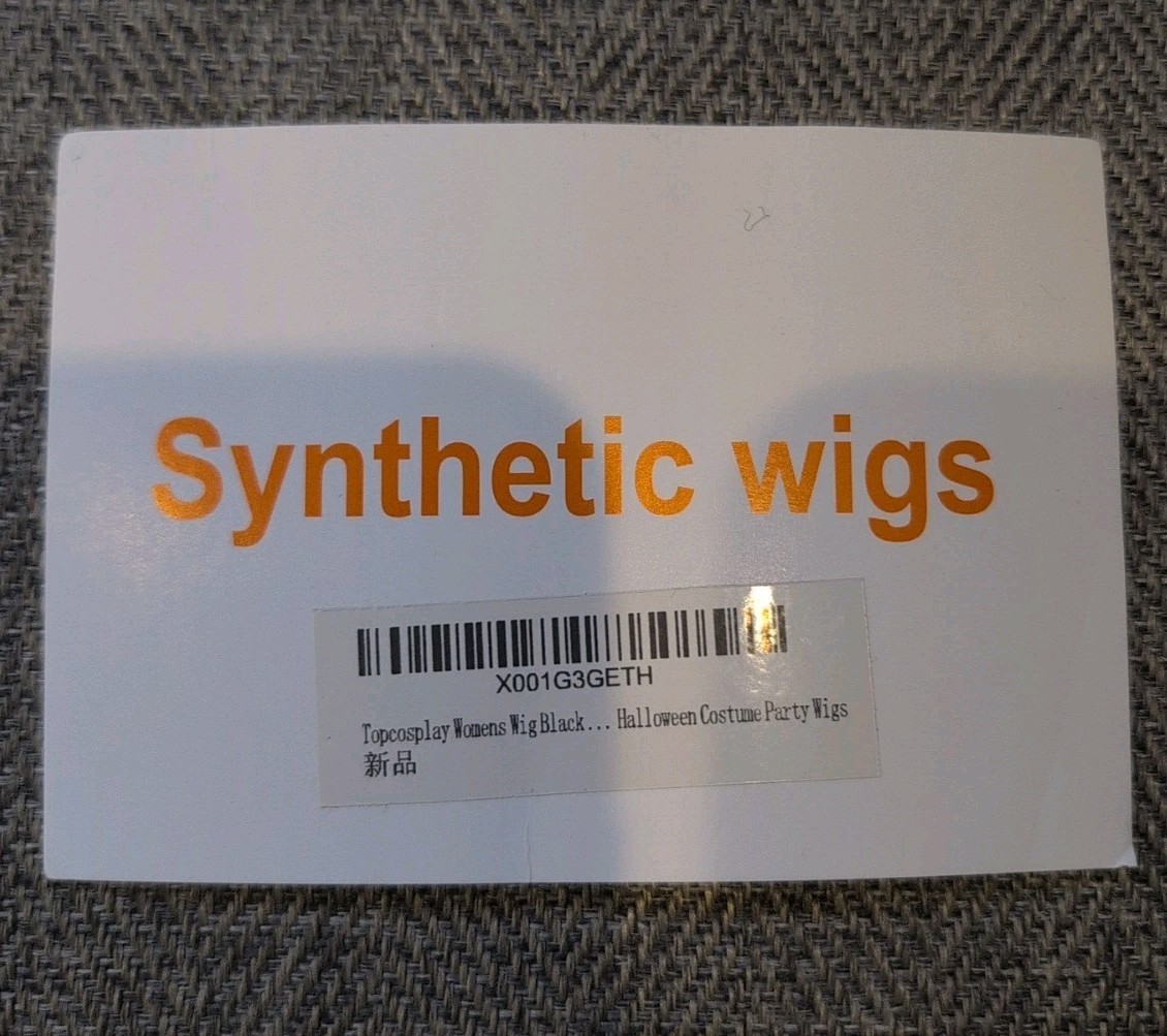 Cosplay Women’s Wig Headband Dark Black Curls Red Bow Cap Brand New