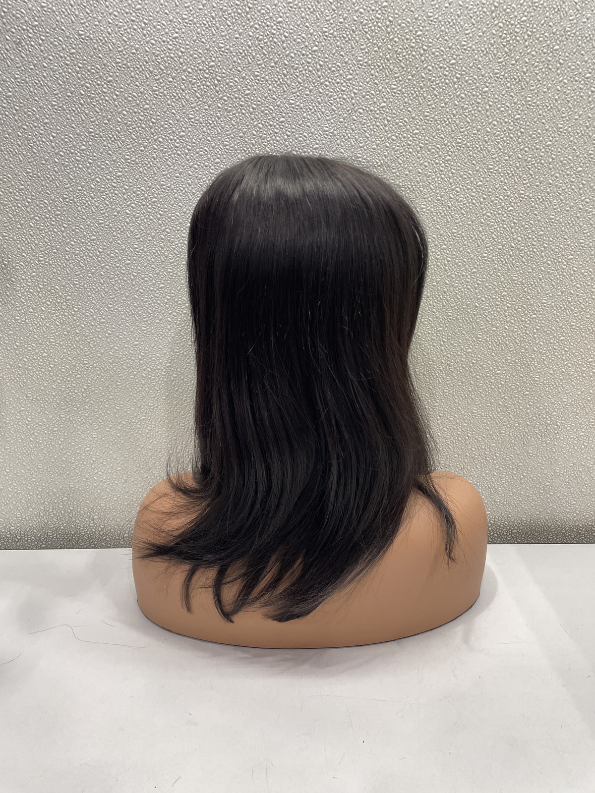 WestKiss 14″ Natural Black Layered Human Hair Lace Front Bob Wig, 180% Density