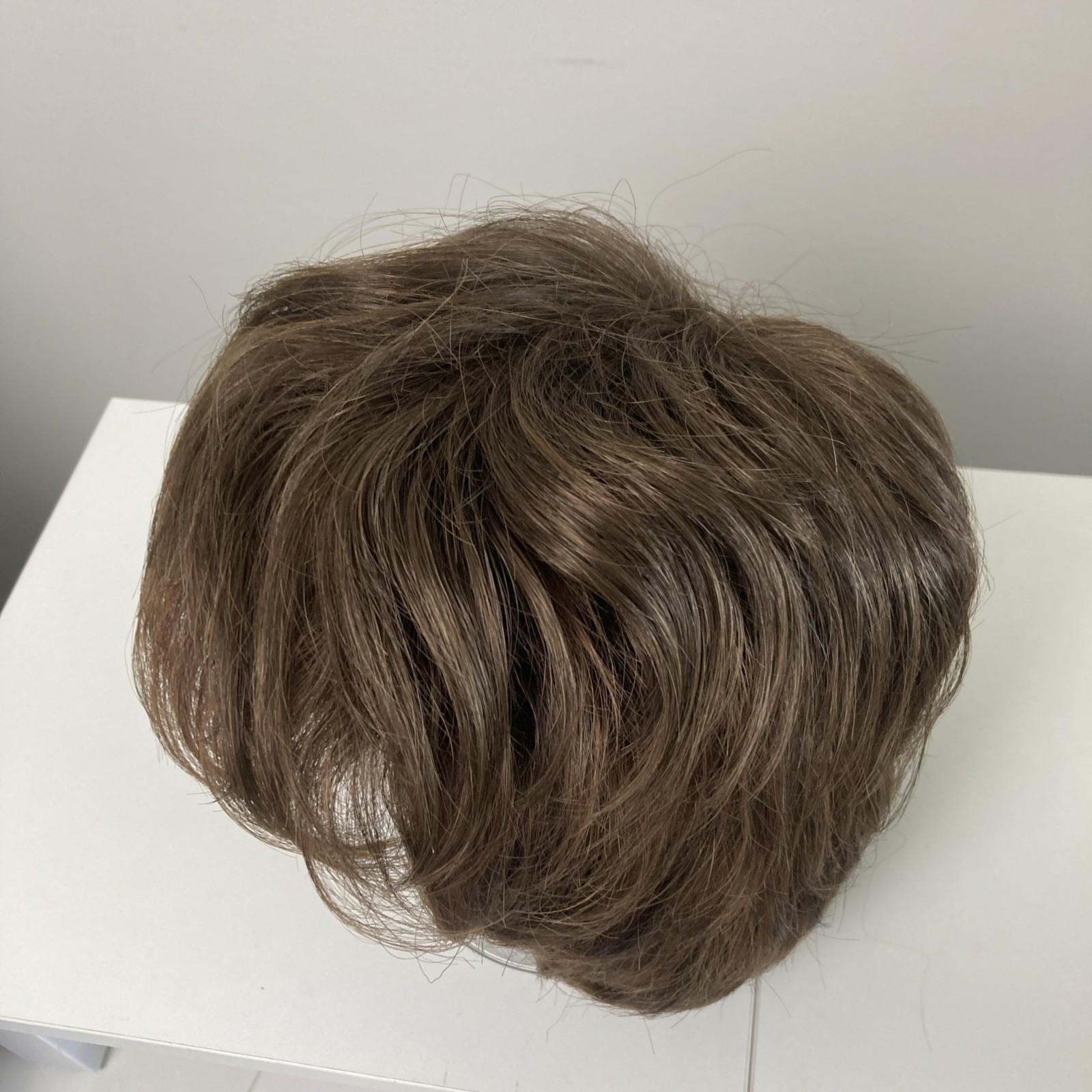 Envy Layered Wig Synthetic Short Classic Cap Womens Brown + Topper Lot 2 Pc