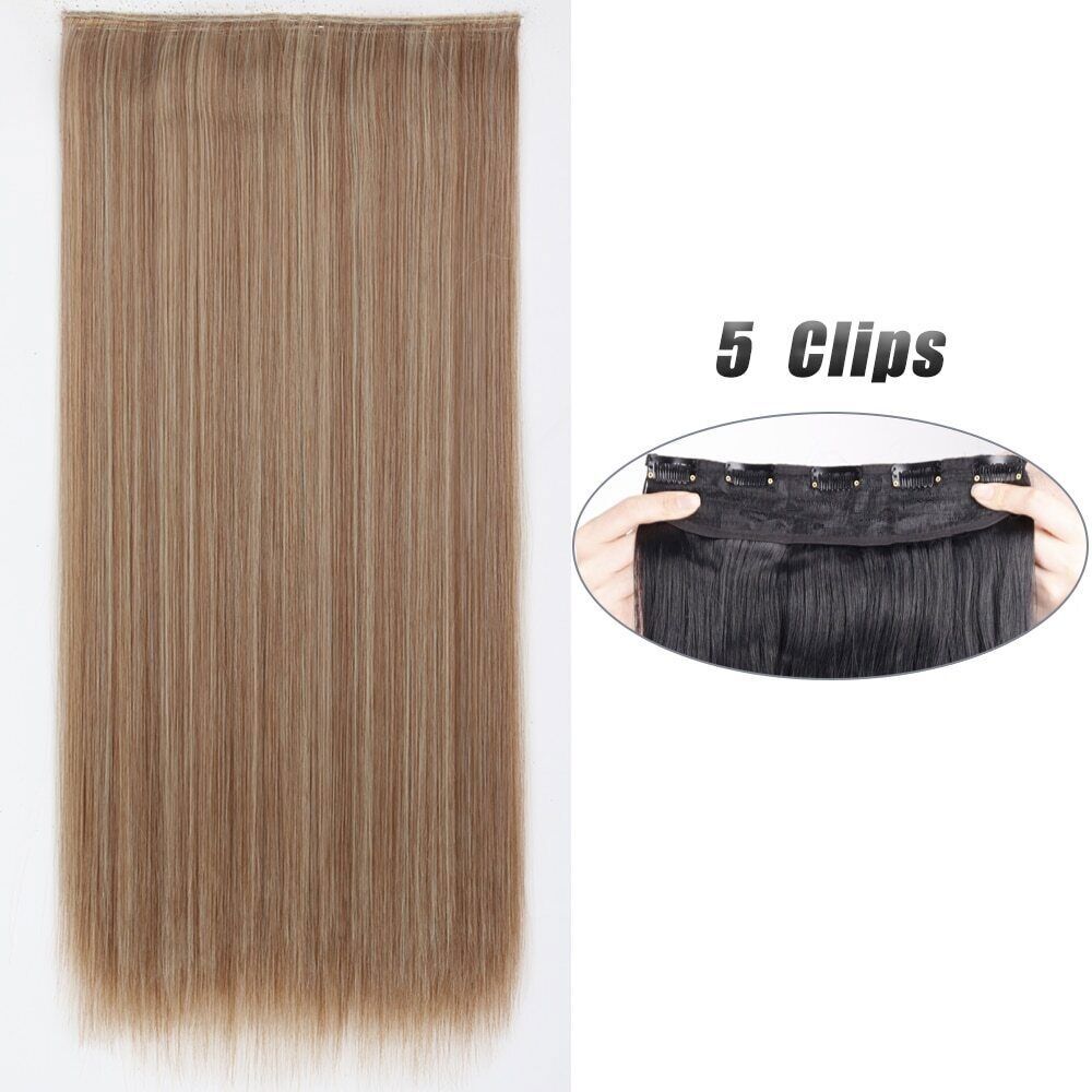 Synthetic 5Clip In Hair Extensions Long Straight Hairstyle 80CM Natural FakeHair