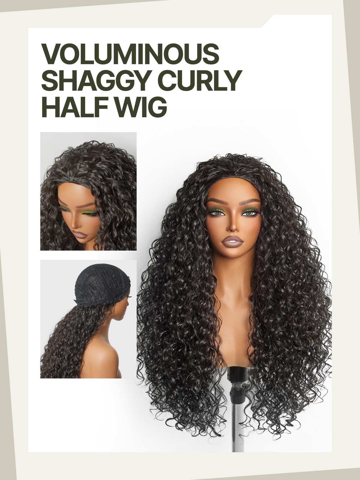 Curly Half Wig 26 Inches Veralux™ Fiber Blend Human Hair Headband Wig 3 in 1 …