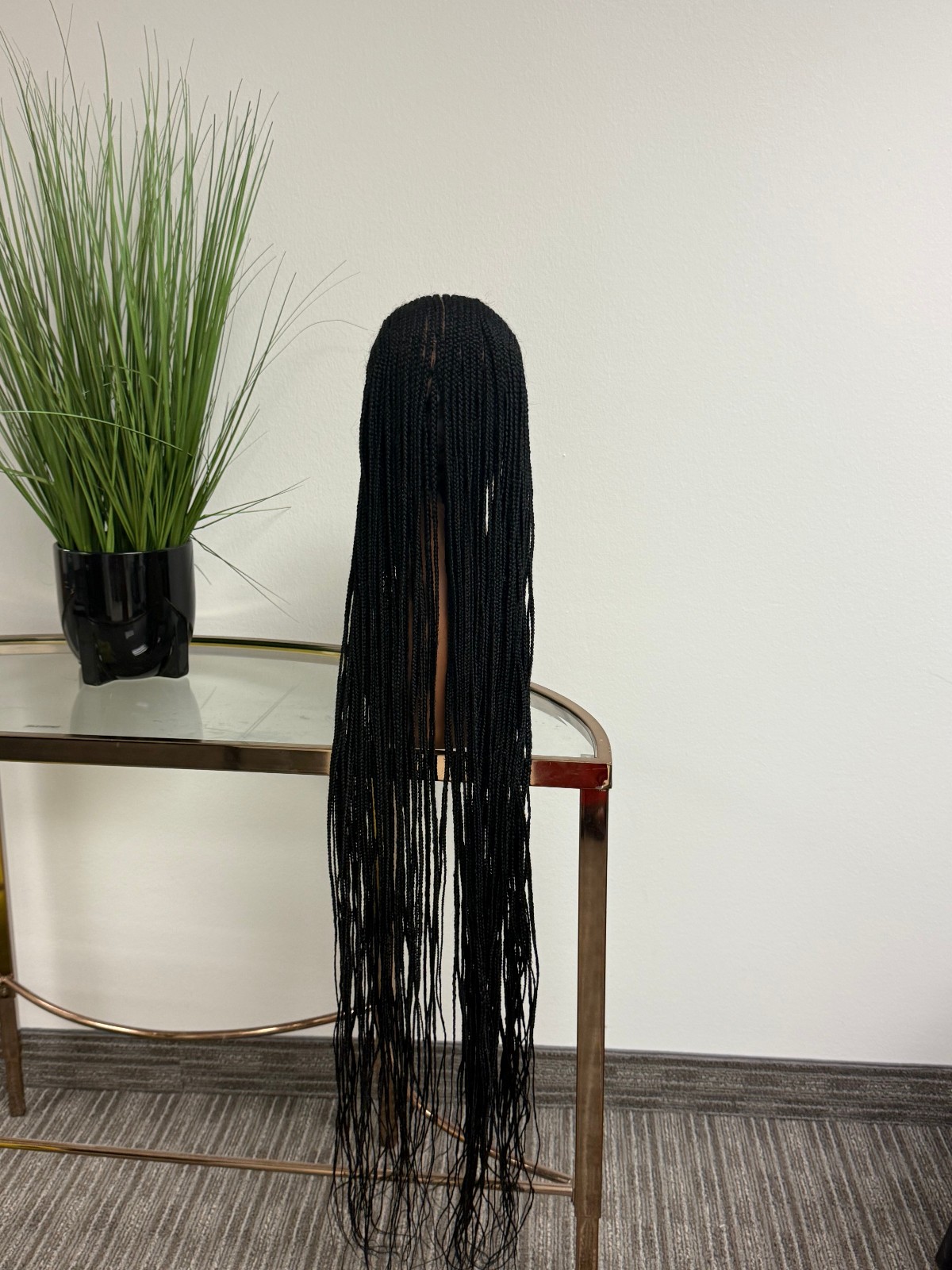 African Black Styled Small Conrow with Lace Wig 28″
