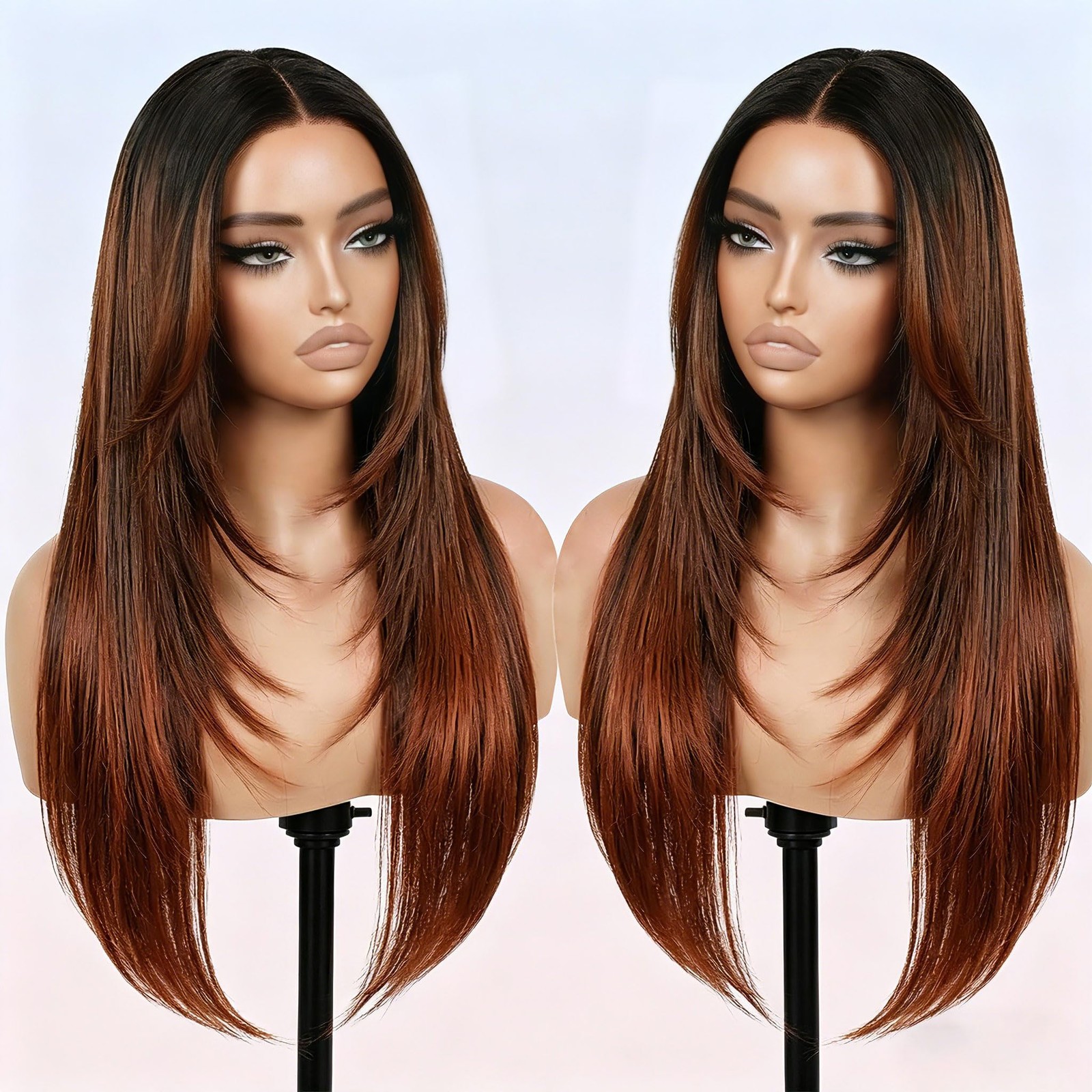 Nostalgia Brown Highlight Wear And Go Glueless Wigs Pre Plucked Pre Cut For