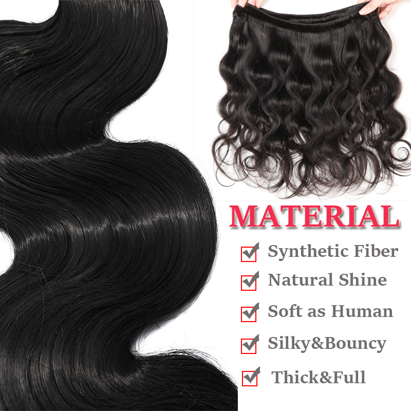 16″ 18″ 20″ 24″ as Human Hair Bundles Body Wave Black For Women Synthetic Hair