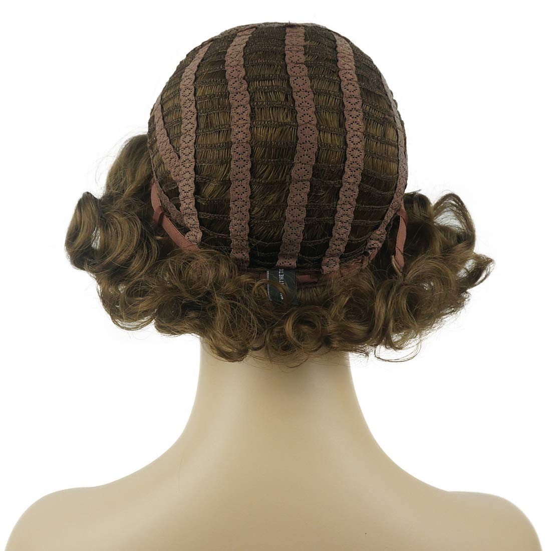 Vintage Cosplay Party Wig Short Finger Wavy Flapper Hairpiece +Free Wig Cap (Lig