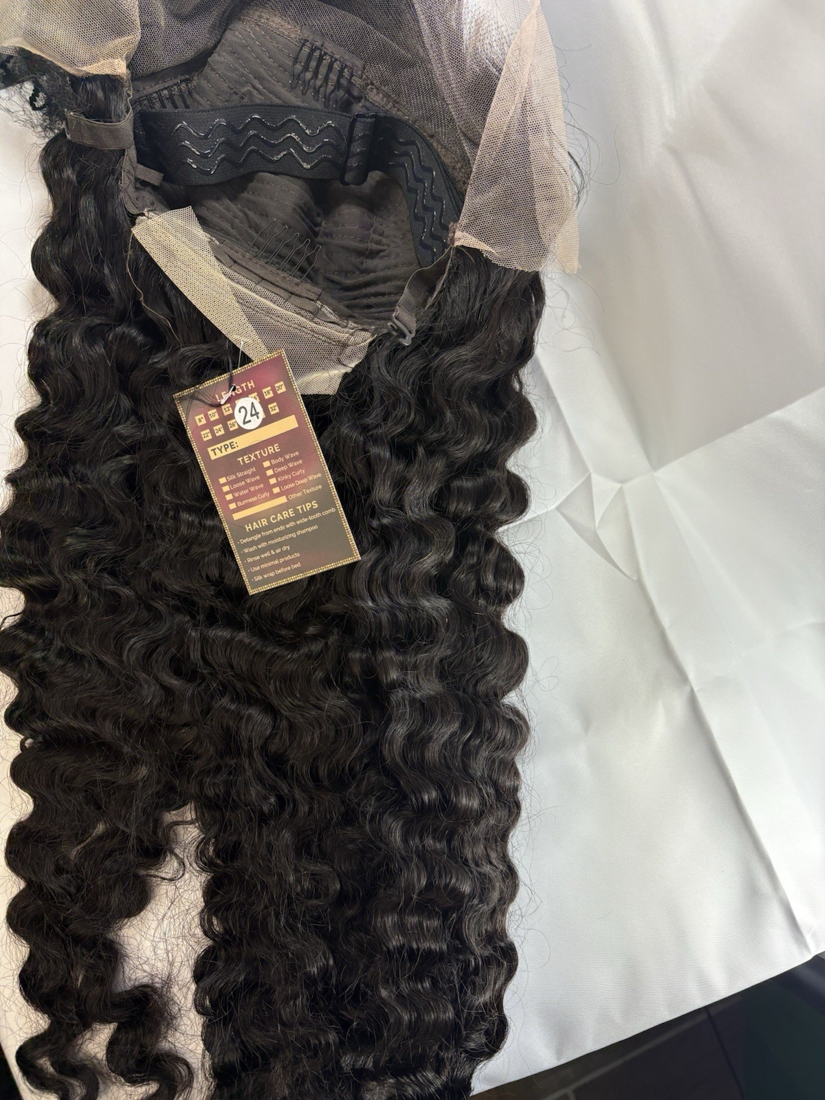24” Burmese curl Hair Lace Front Wig natural black Clip-In Adjustable Strap