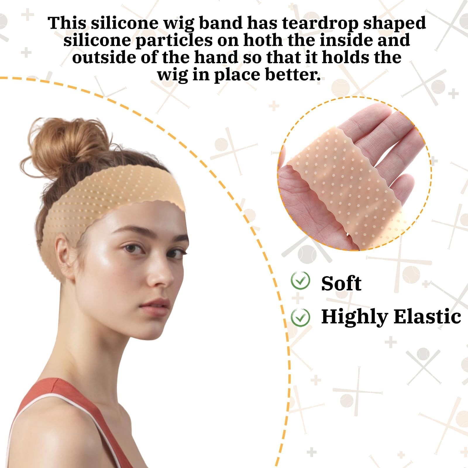 4Pcs Silicone Wig Grip Band Adjustable Elastic Non Slip Wig Headband Holder, New