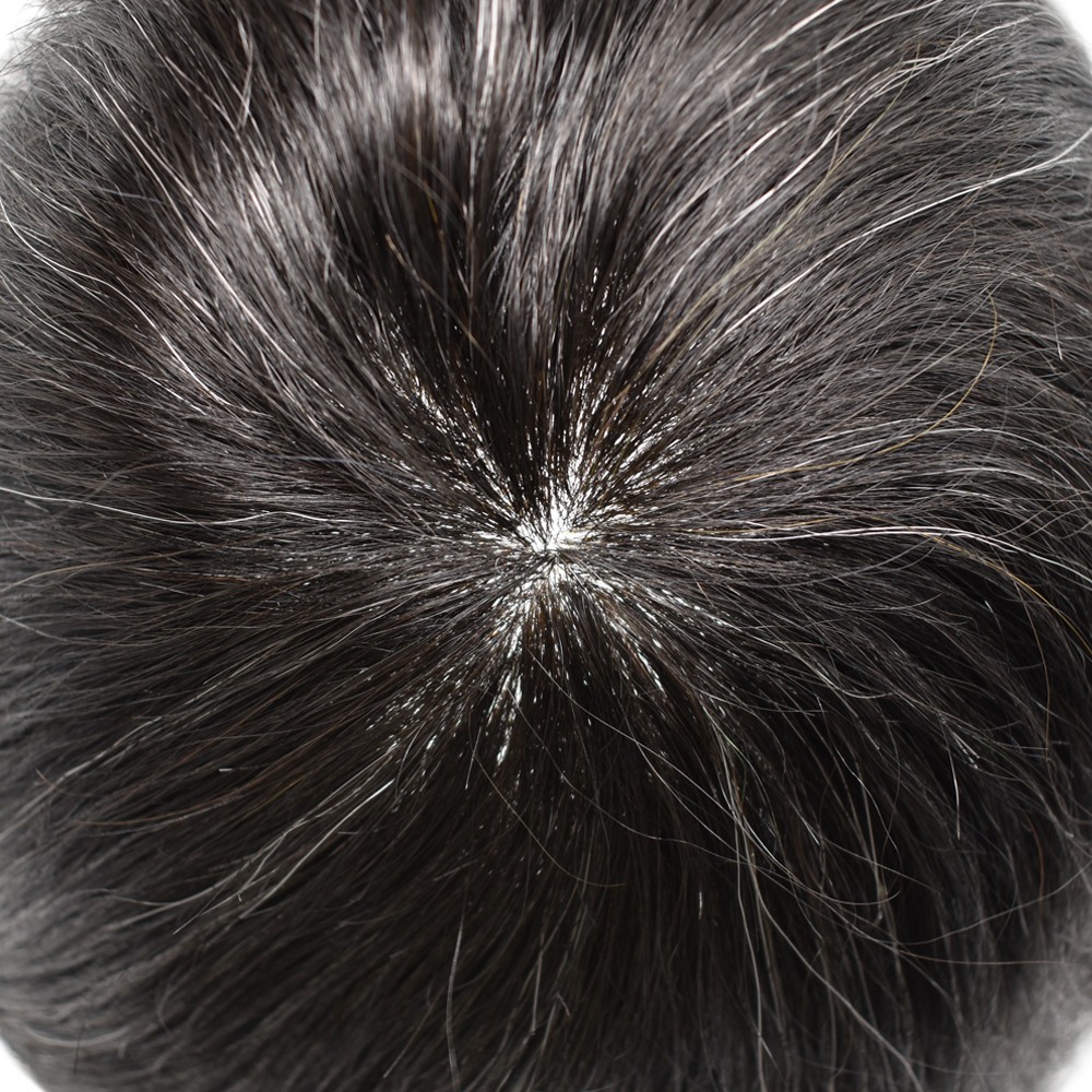 Mens Toupee Human Hair Replacement System Poly Thin Skin Wig Hairpiece