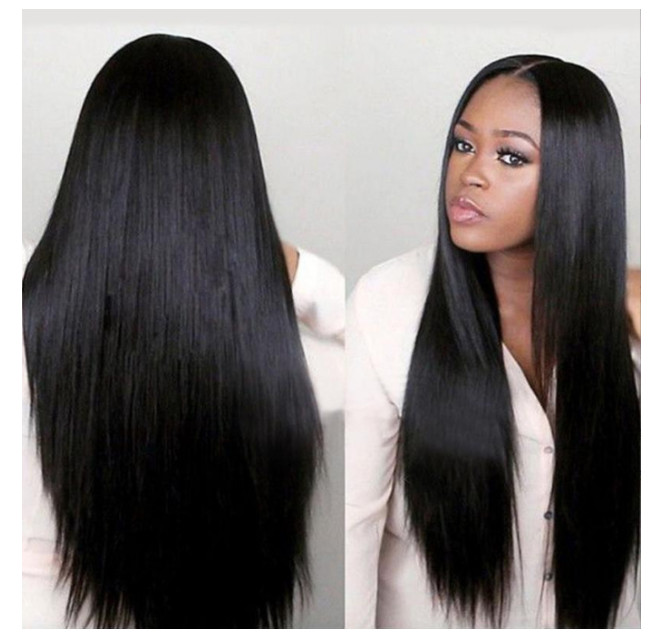 Africa new black medium length straight hair for women chemical fiber high tempe