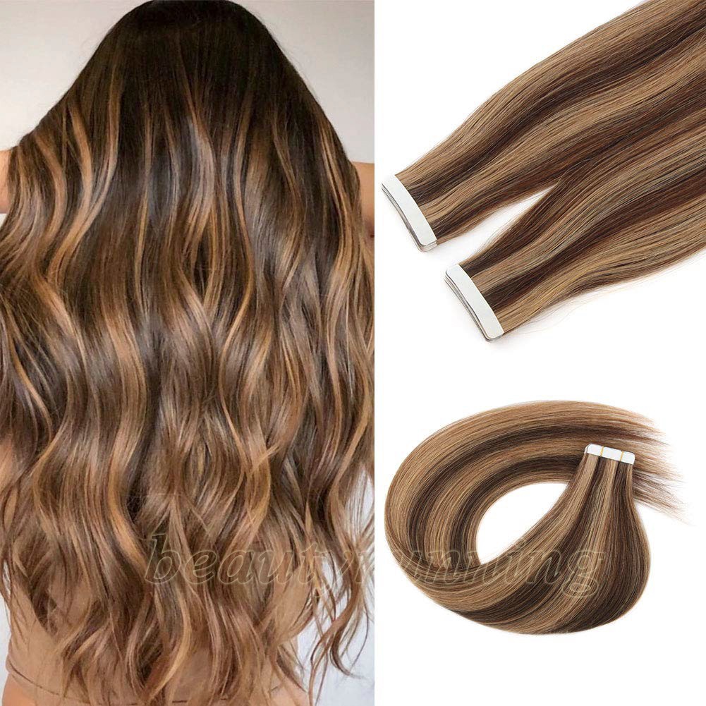 Thick Tape In Human Hair Extensions Straight Long Lasting Remy Hair Skin Weft15A