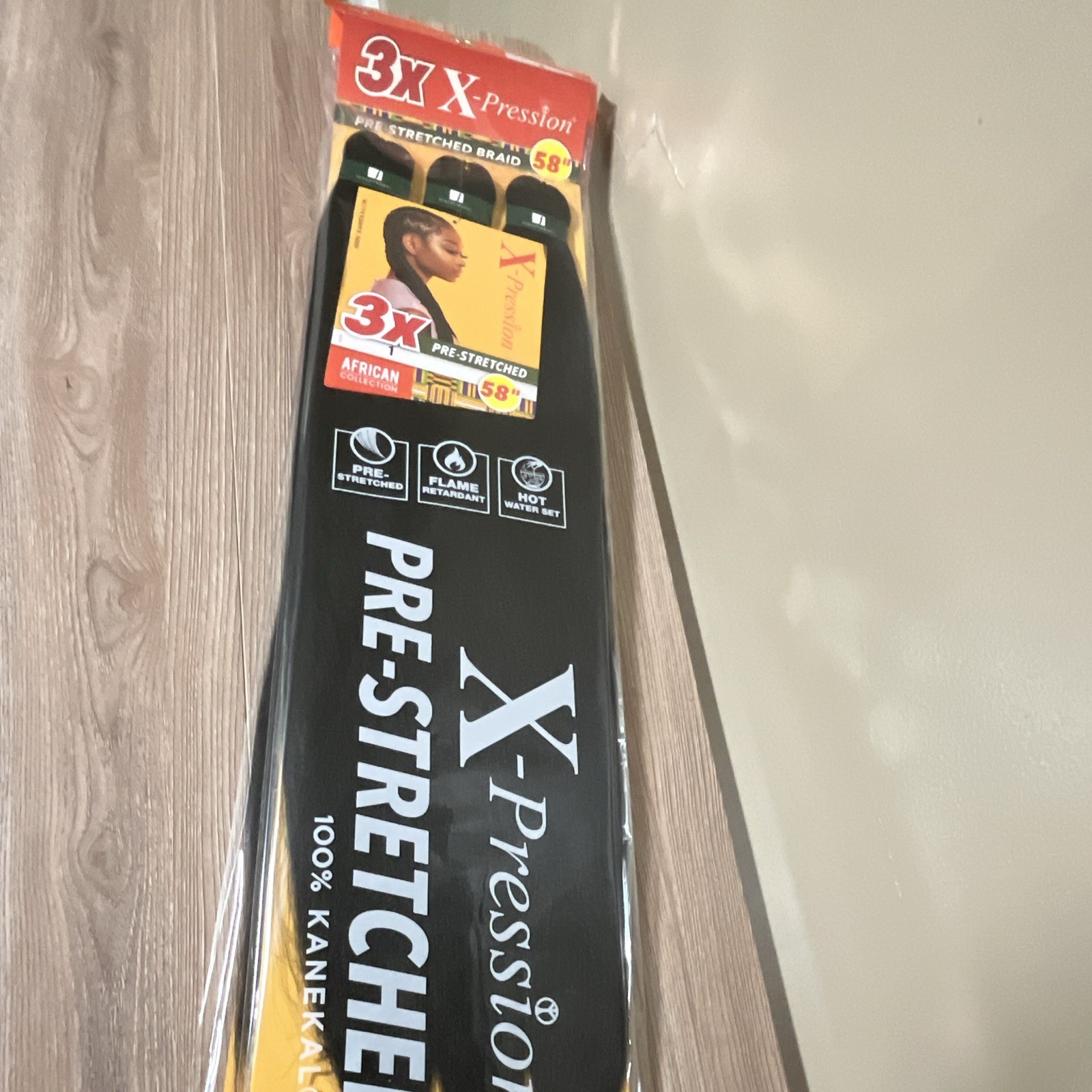X-Pression Pre-Stretched Braiding Hair 58 in Black 1pack 3pc
